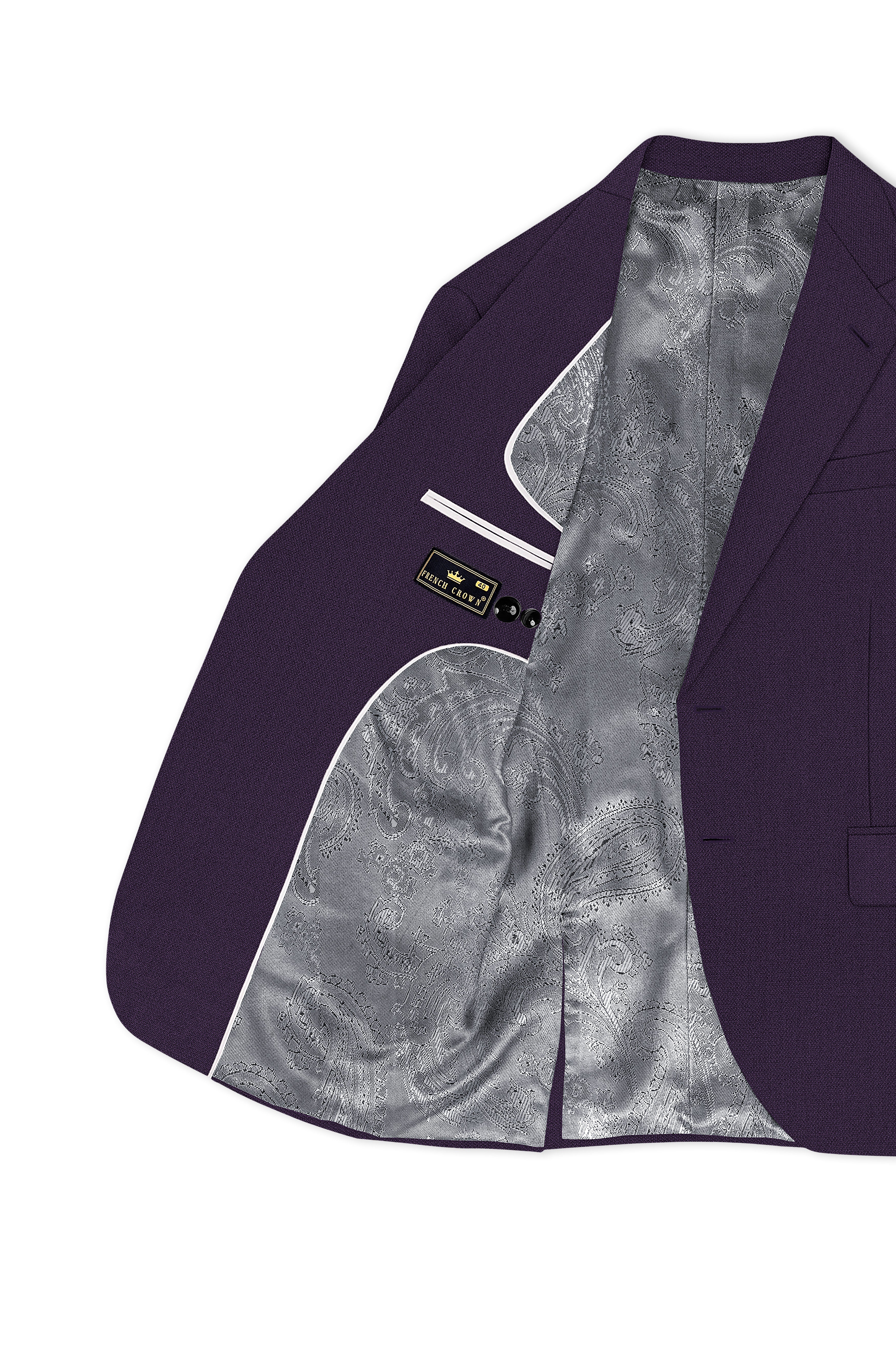 Opulent-Bastille Purple Diamond Textured Wool Rich Slight Stretch Single Breasted Suit