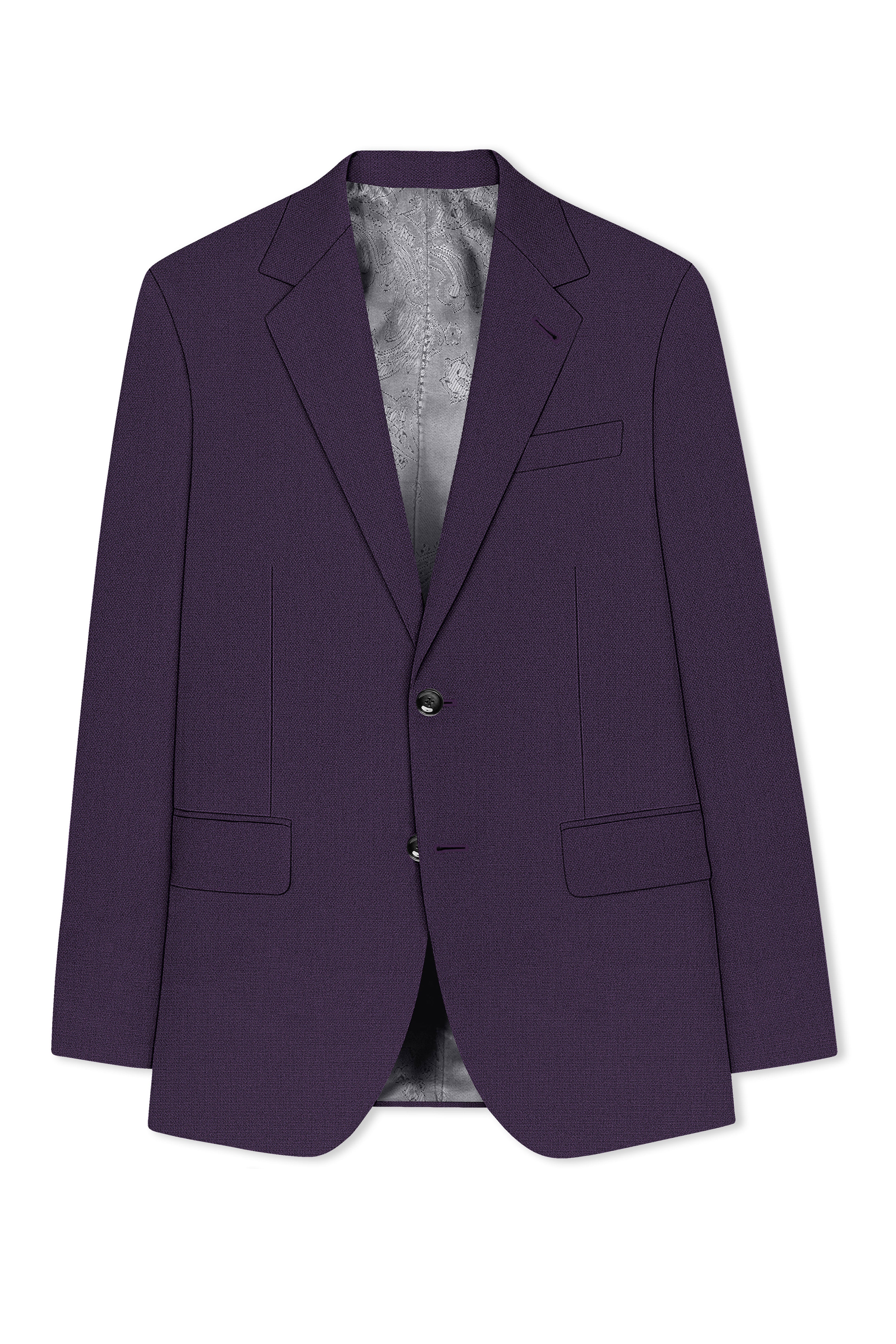 Opulent-Bastille Purple Diamond Textured Wool Rich Slight Stretch Single Breasted Suit