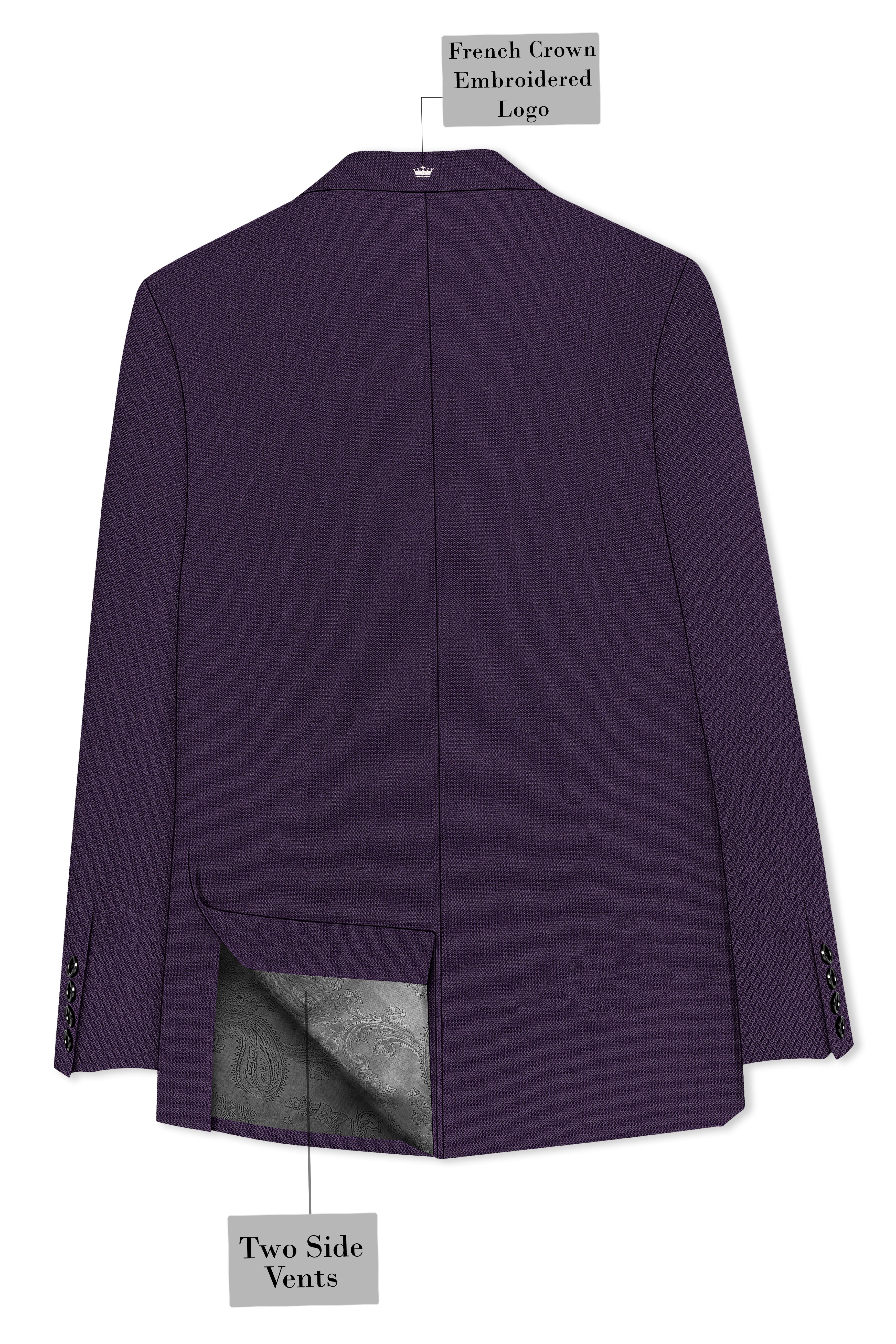 Opulent-Bastille Purple Diamond Textured Wool Rich Slight Stretch Single Breasted Suit
