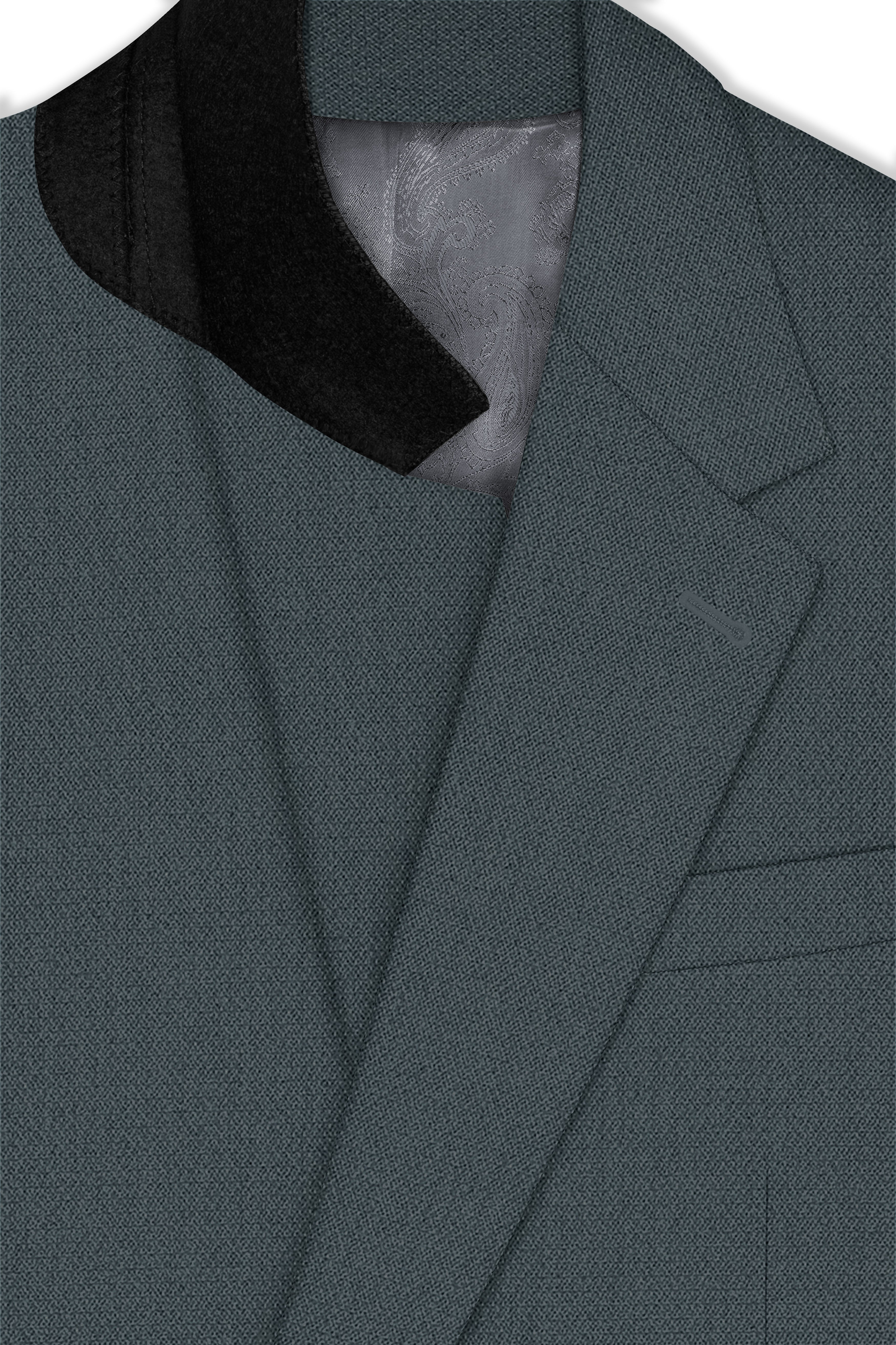 Aurelian-Scarpa Green Diamond Textured Wool Rich Slight Stretch Single Breasted Suit