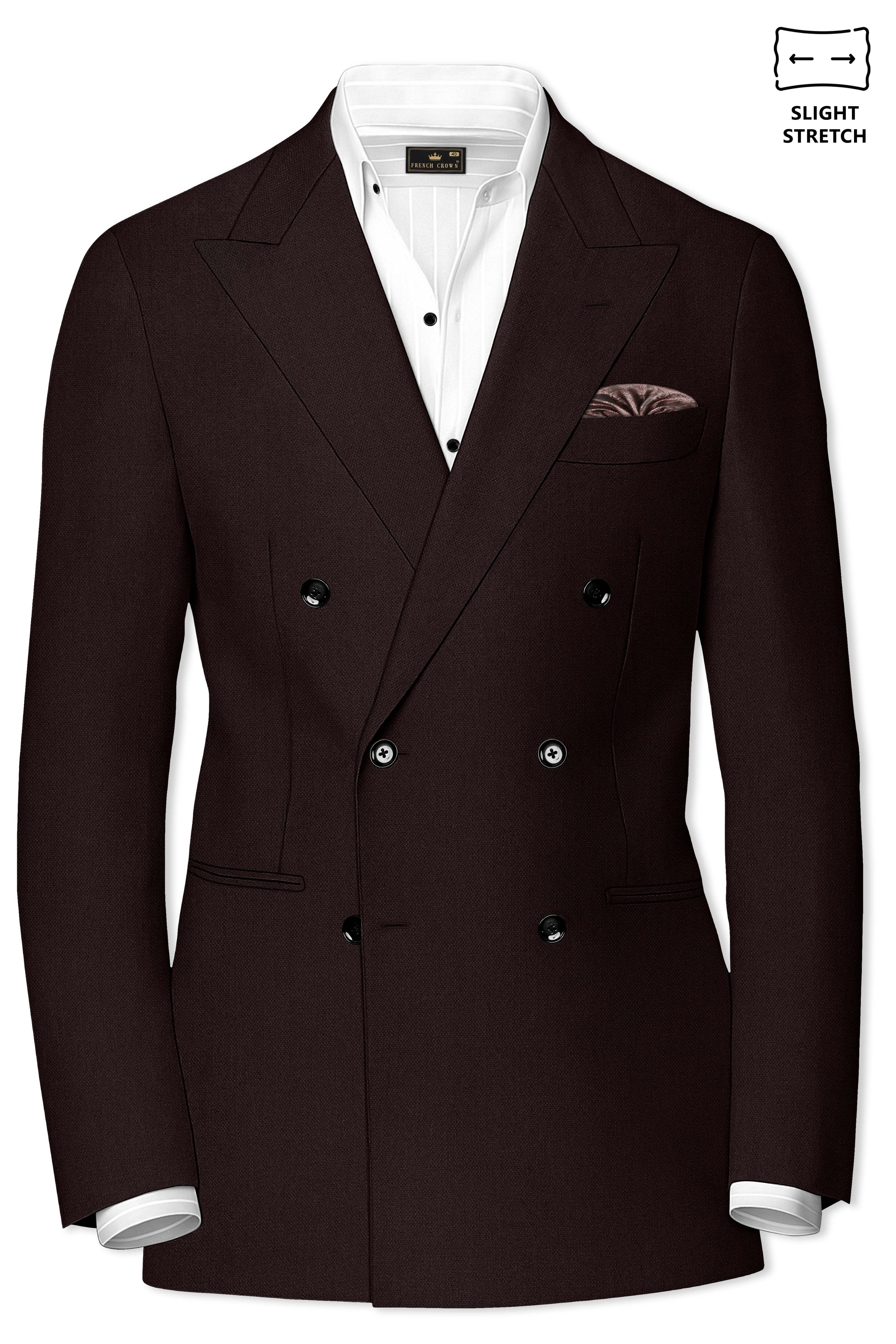 Hampton-Gondola Brown Diamond Textured Wool Rich Slight Double Single Breasted Suit