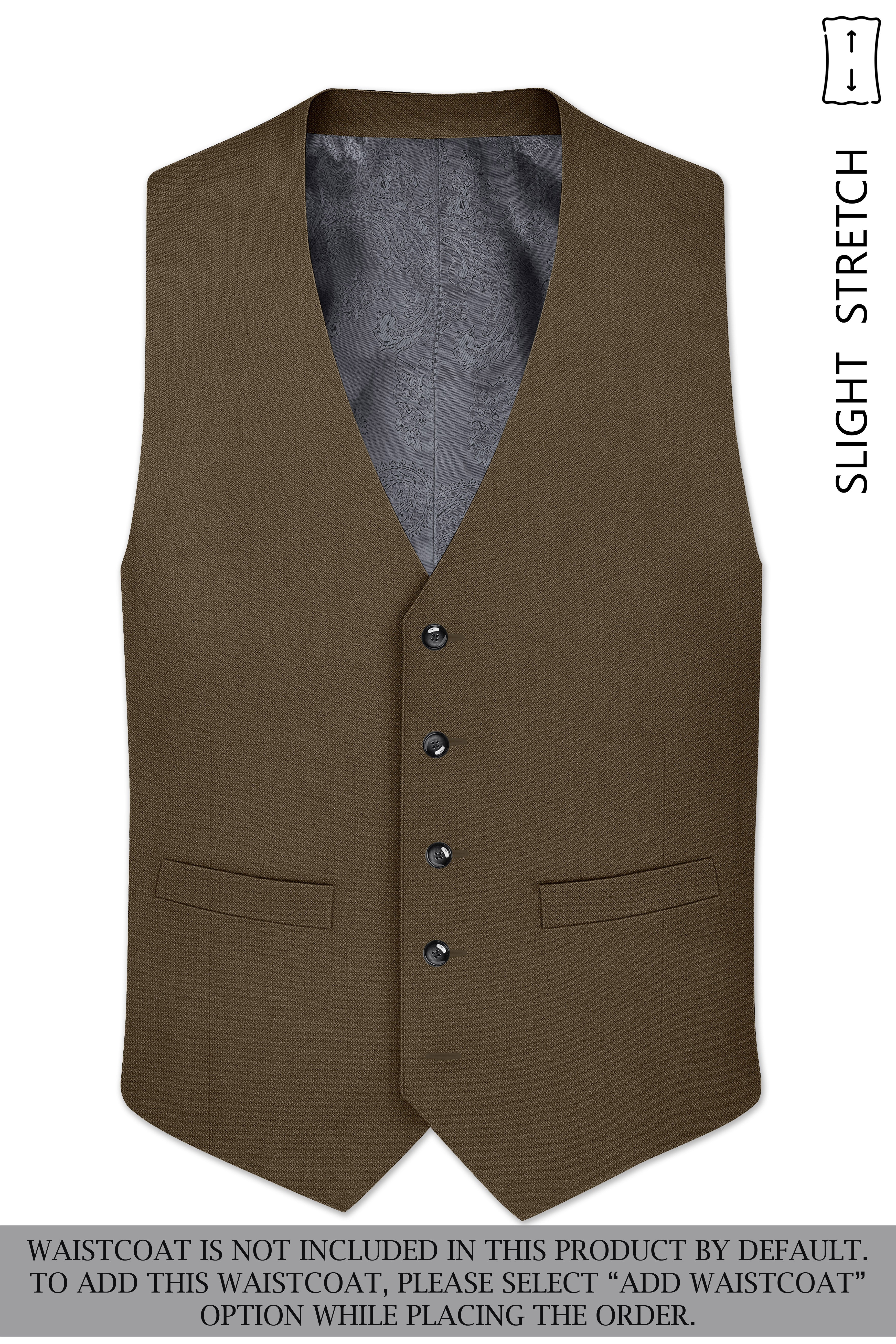 Vireo-Taupe Brown Diamond Textured Wool Rich Slight Stretch Double Breasted Suit