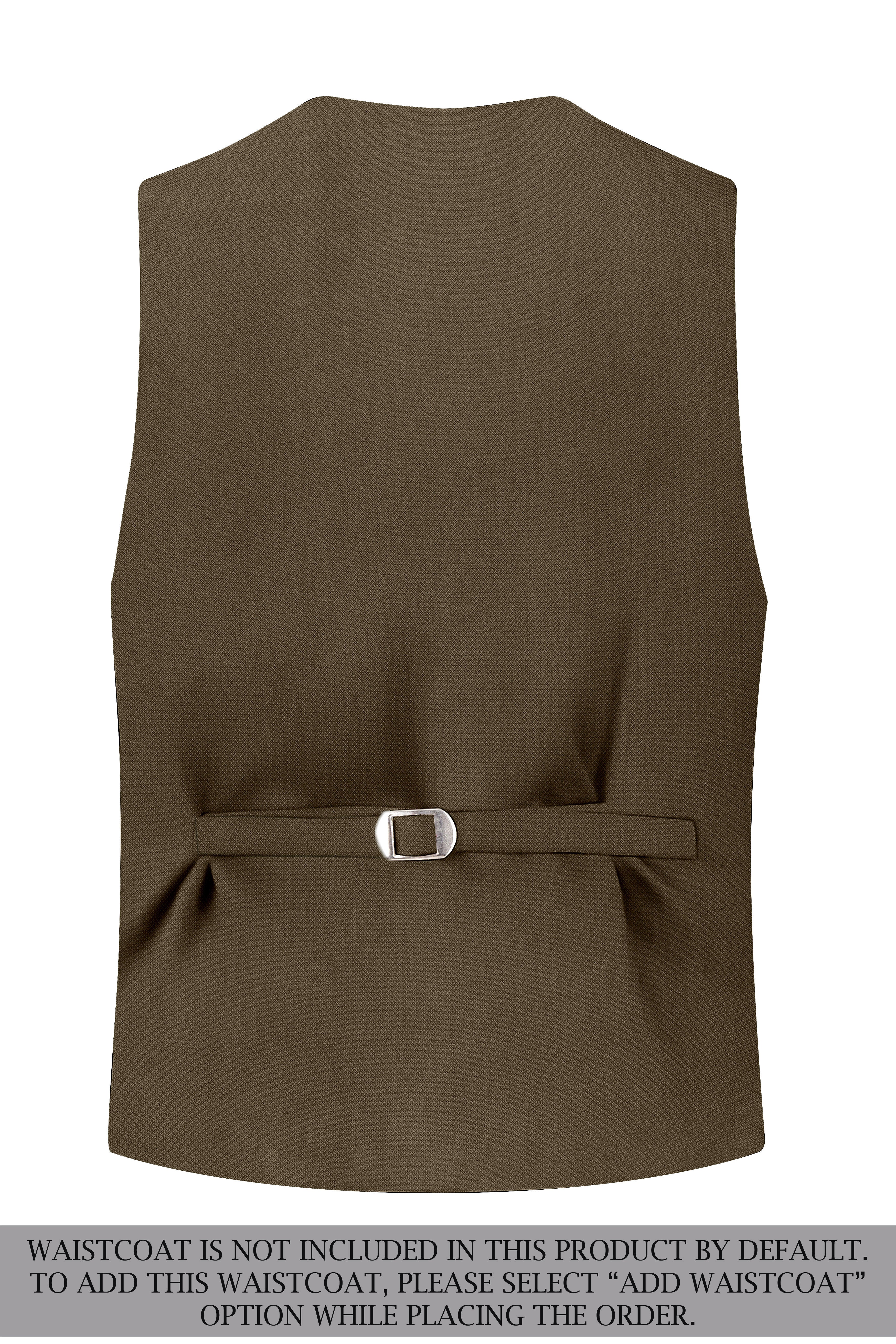 Vireo-Taupe Brown Diamond Textured Wool Rich Slight Stretch Double Breasted Suit