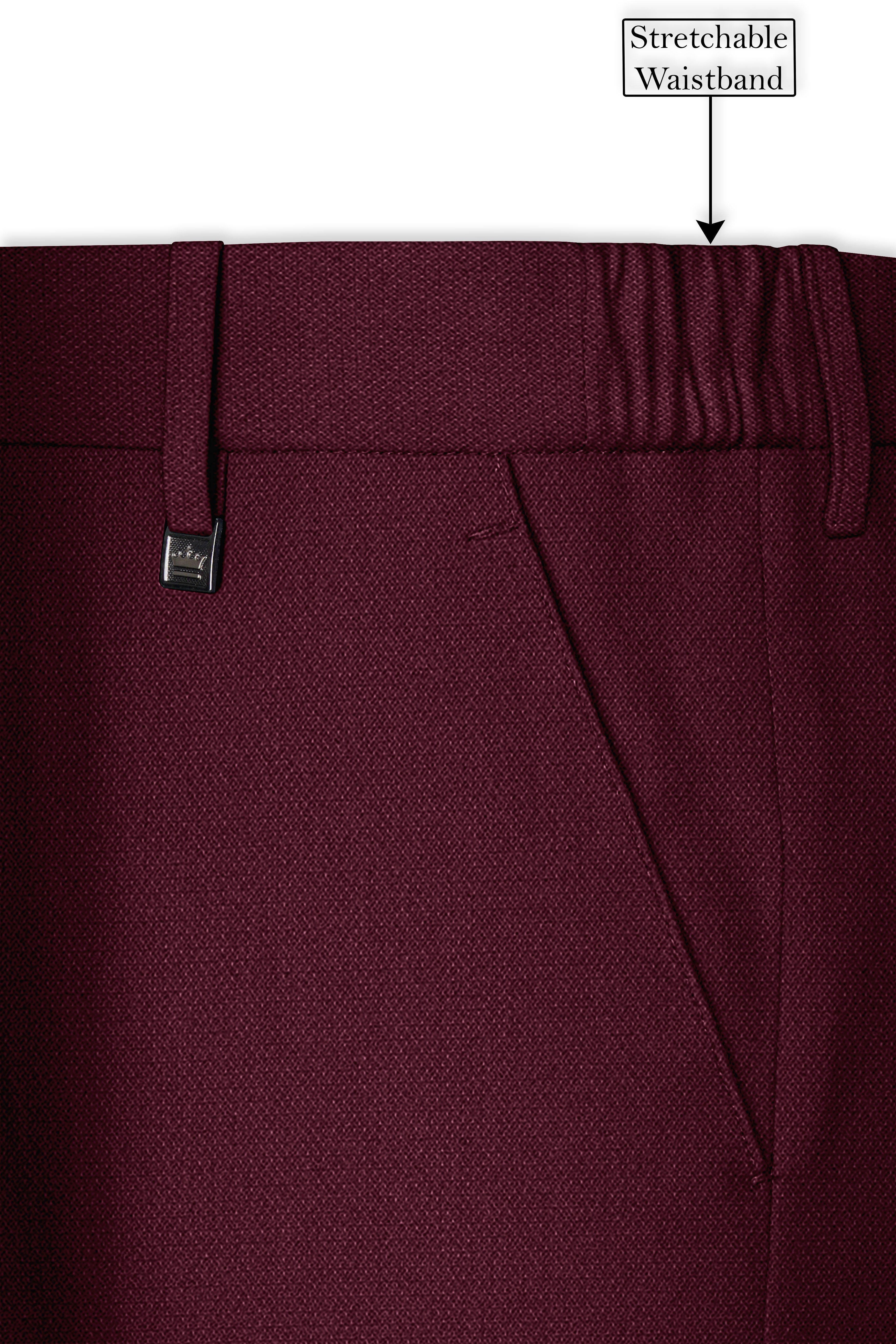 Imperial-Crater Maroon Diamond Textured Wool Rich Slight Stretch Double Breasted Suit