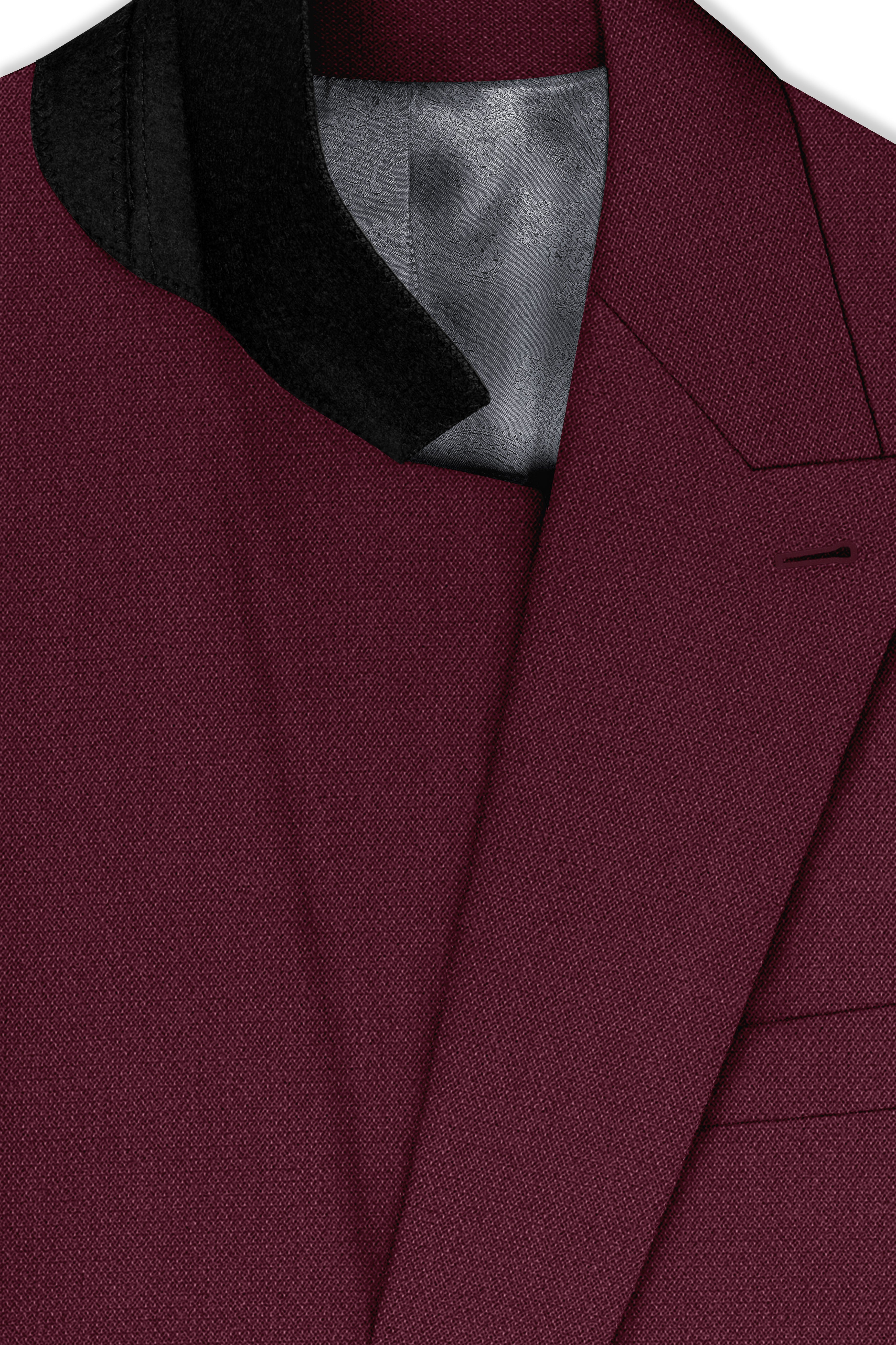 Imperial-Crater Maroon Diamond Textured Wool Rich Slight Stretch Double Breasted Suit
