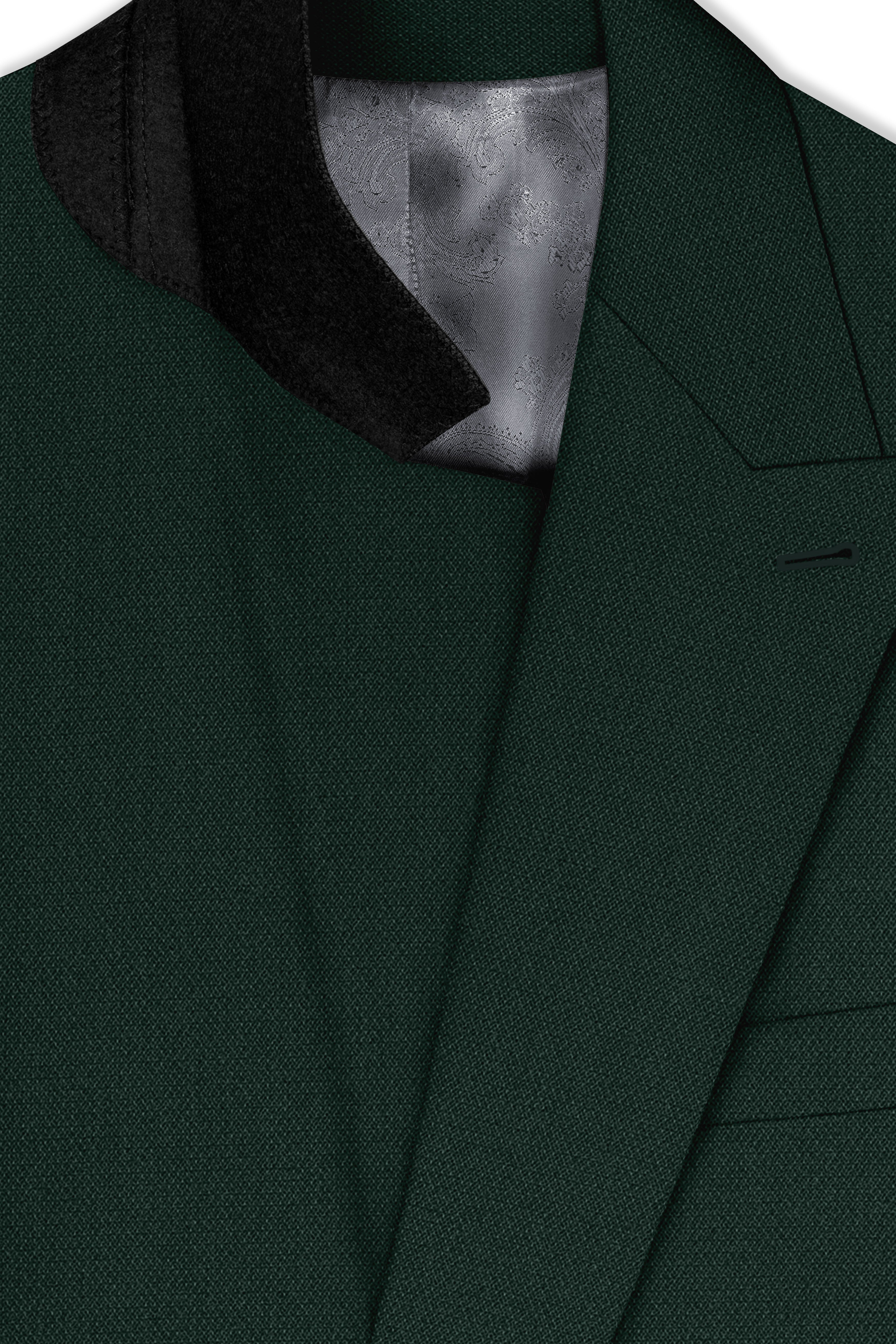 Noble-Phthalo Green Diamond Textured Wool Rich Slight Stretch Double Breasted Suit