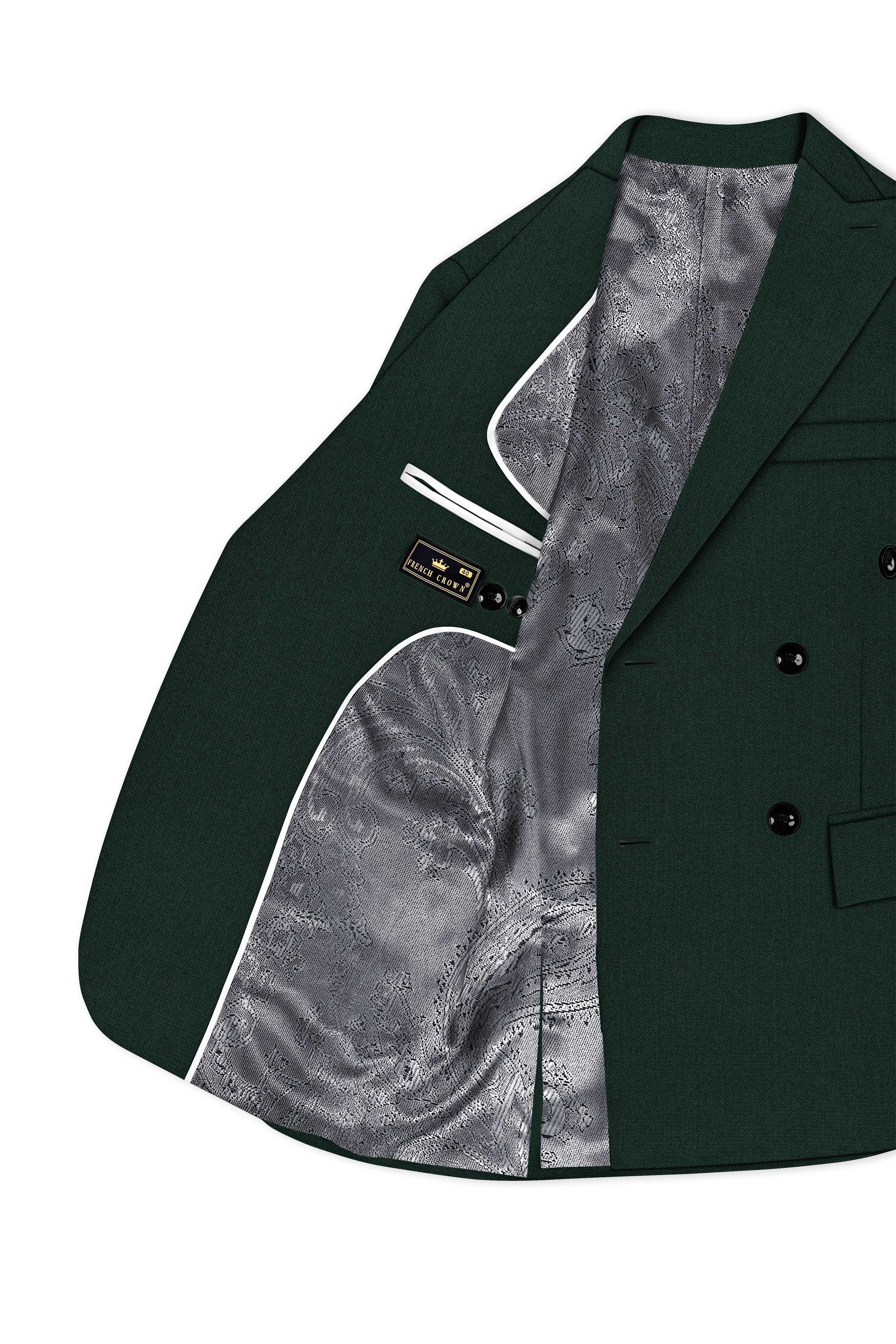 Noble-Phthalo Green Diamond Textured Wool Rich Slight Stretch Double Breasted Suit