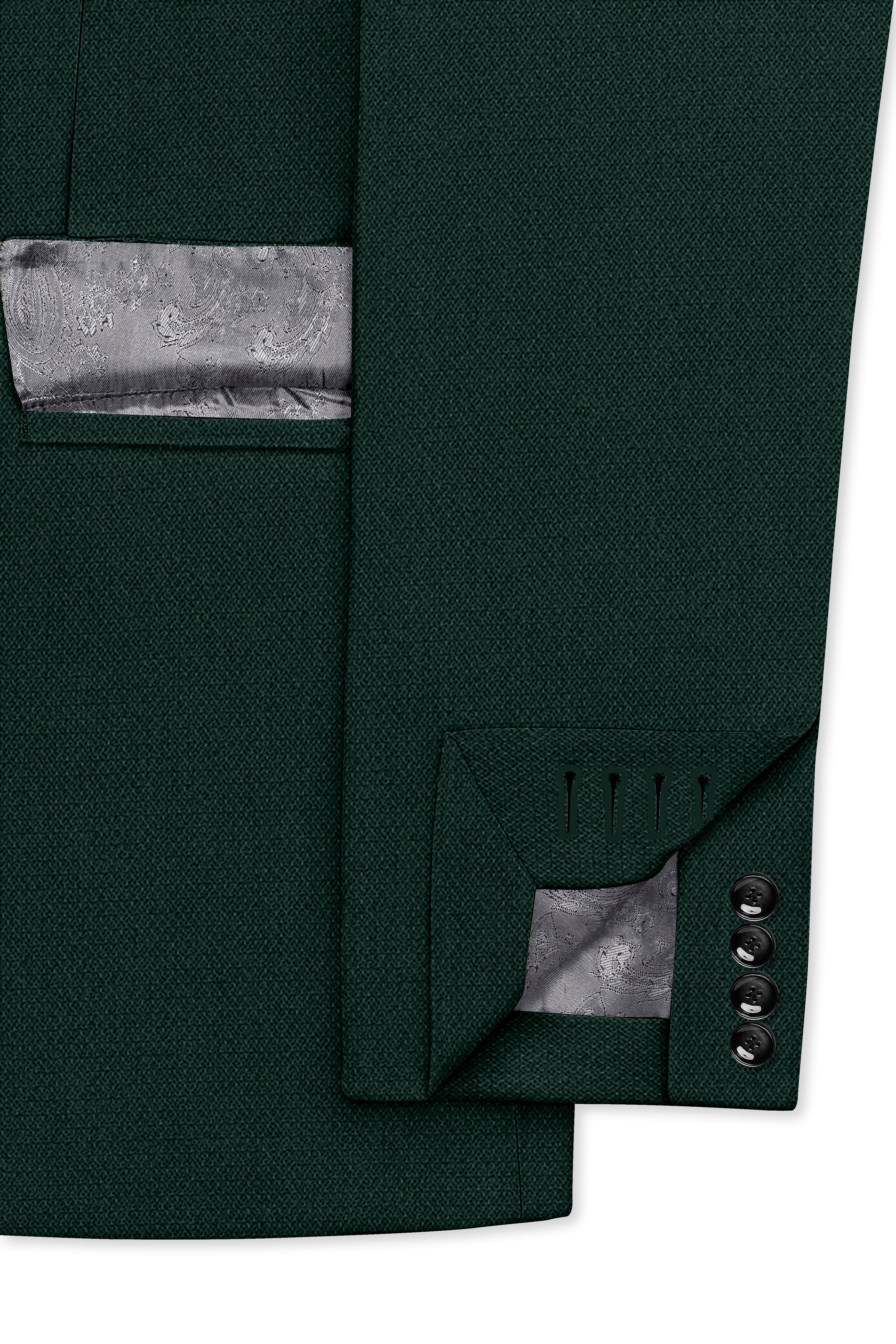 Noble-Phthalo Green Diamond Textured Wool Rich Slight Stretch Double Breasted Suit