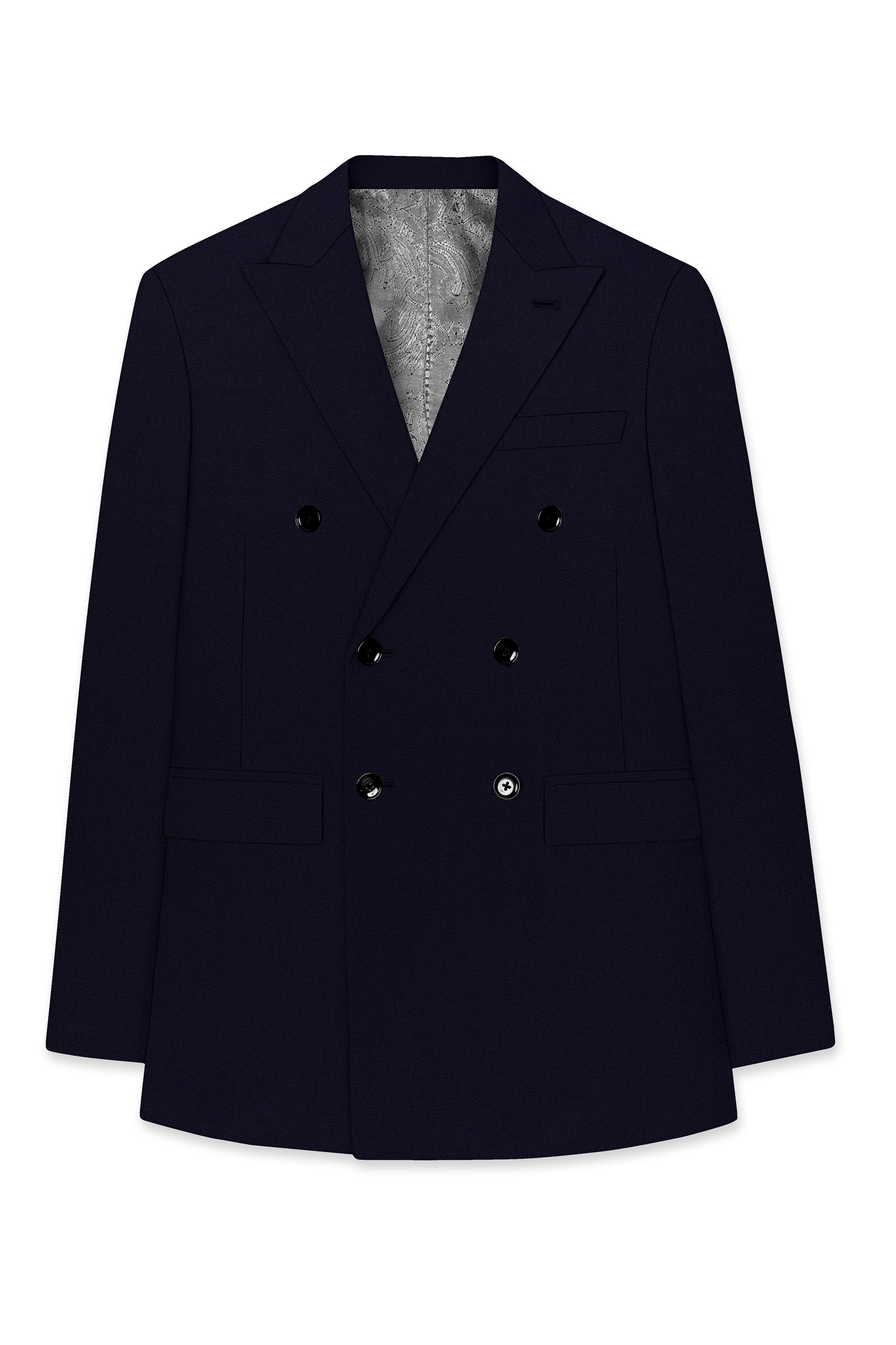 Monarch-Vulcan Blue Diamond Textured Wool Rich Slight Stretch Double Breasted Suit