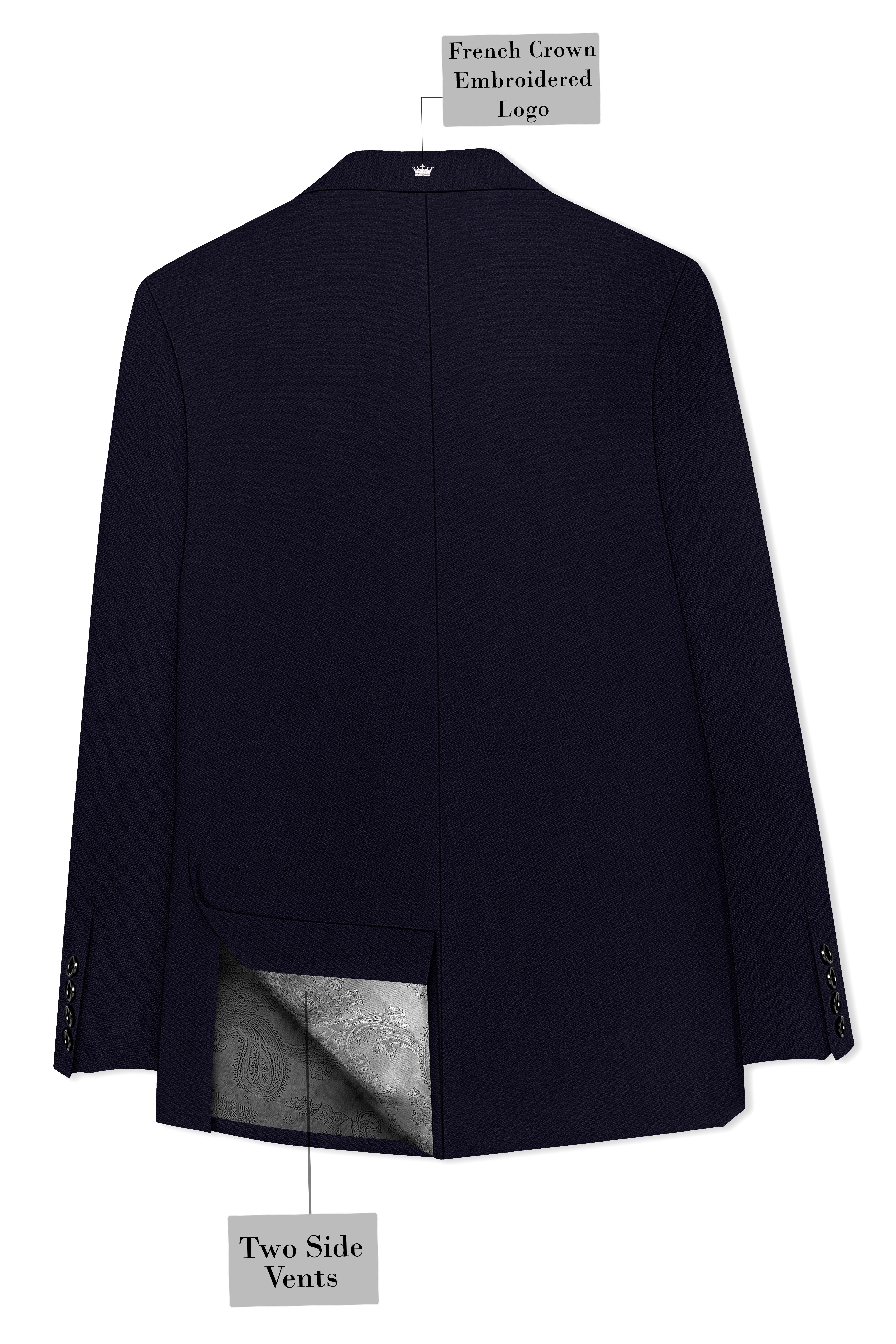 Monarch-Vulcan Blue Diamond Textured Wool Rich Slight Stretch Double Breasted Suit