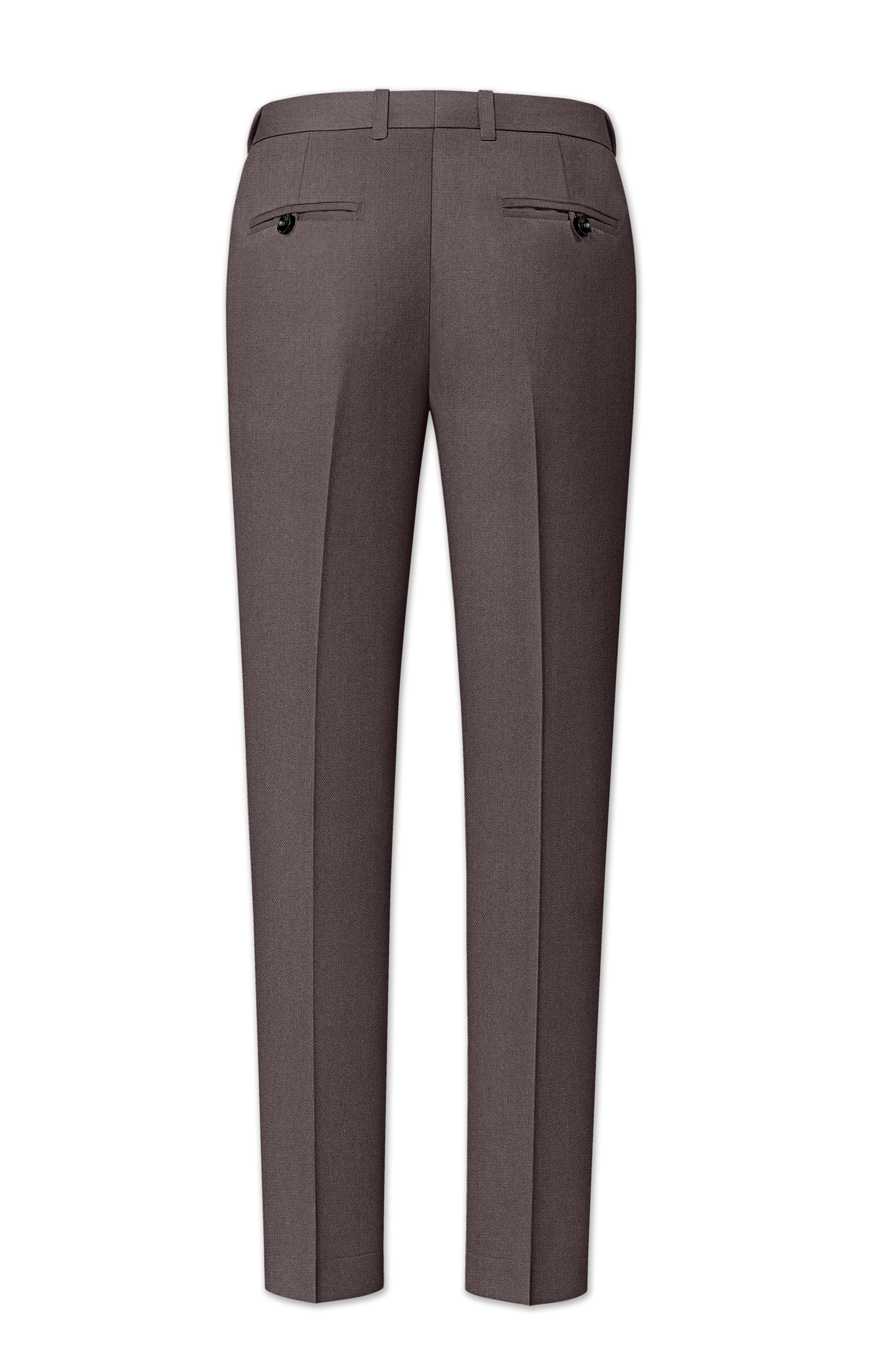 Estate-Fuscous Brown Diamond Textured Wool Rich Slight Stretch Double Breasted Suit