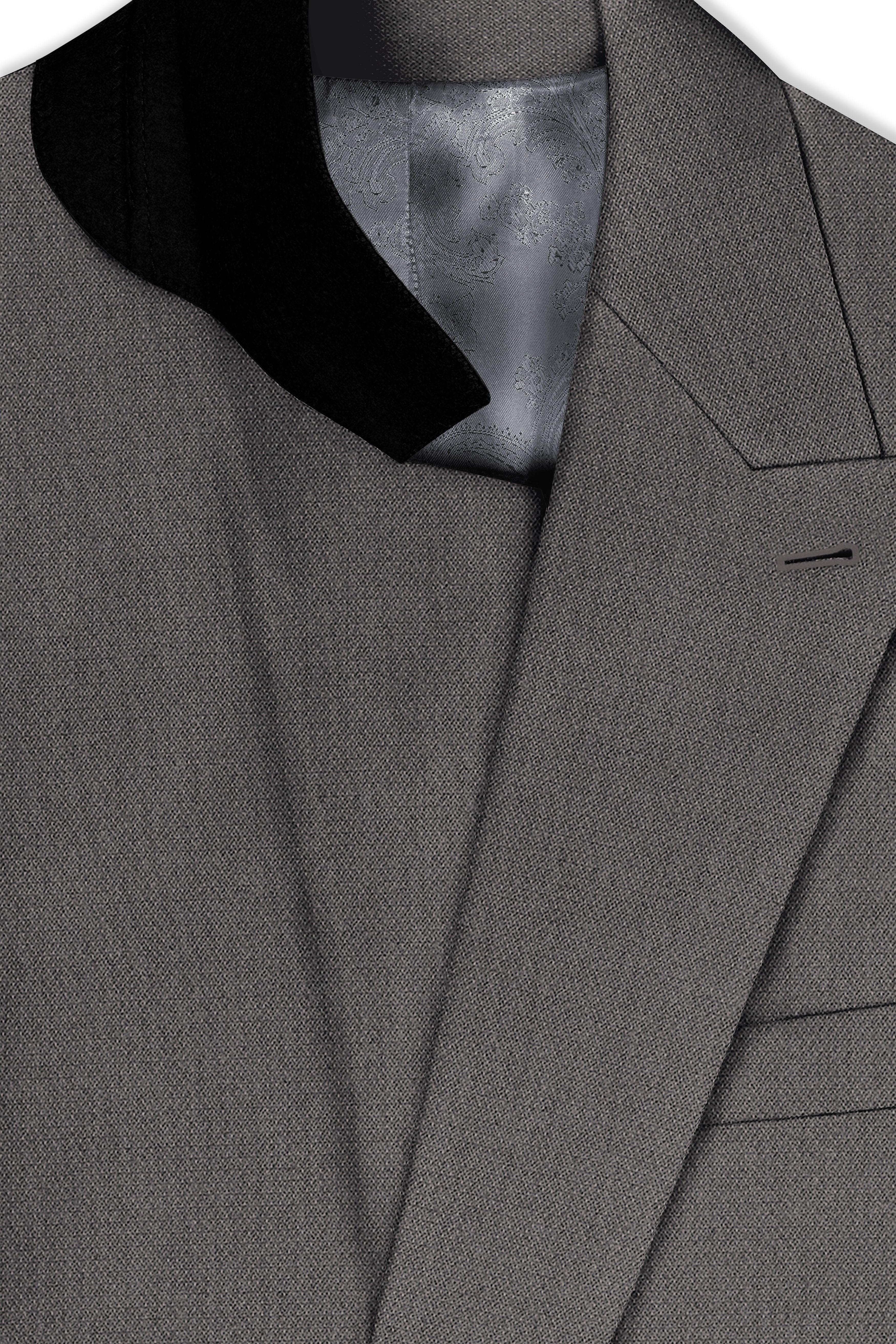 Sterling-Ironside Gray  Diamond Textured Wool Rich Slight Stretch Double Breasted Suit