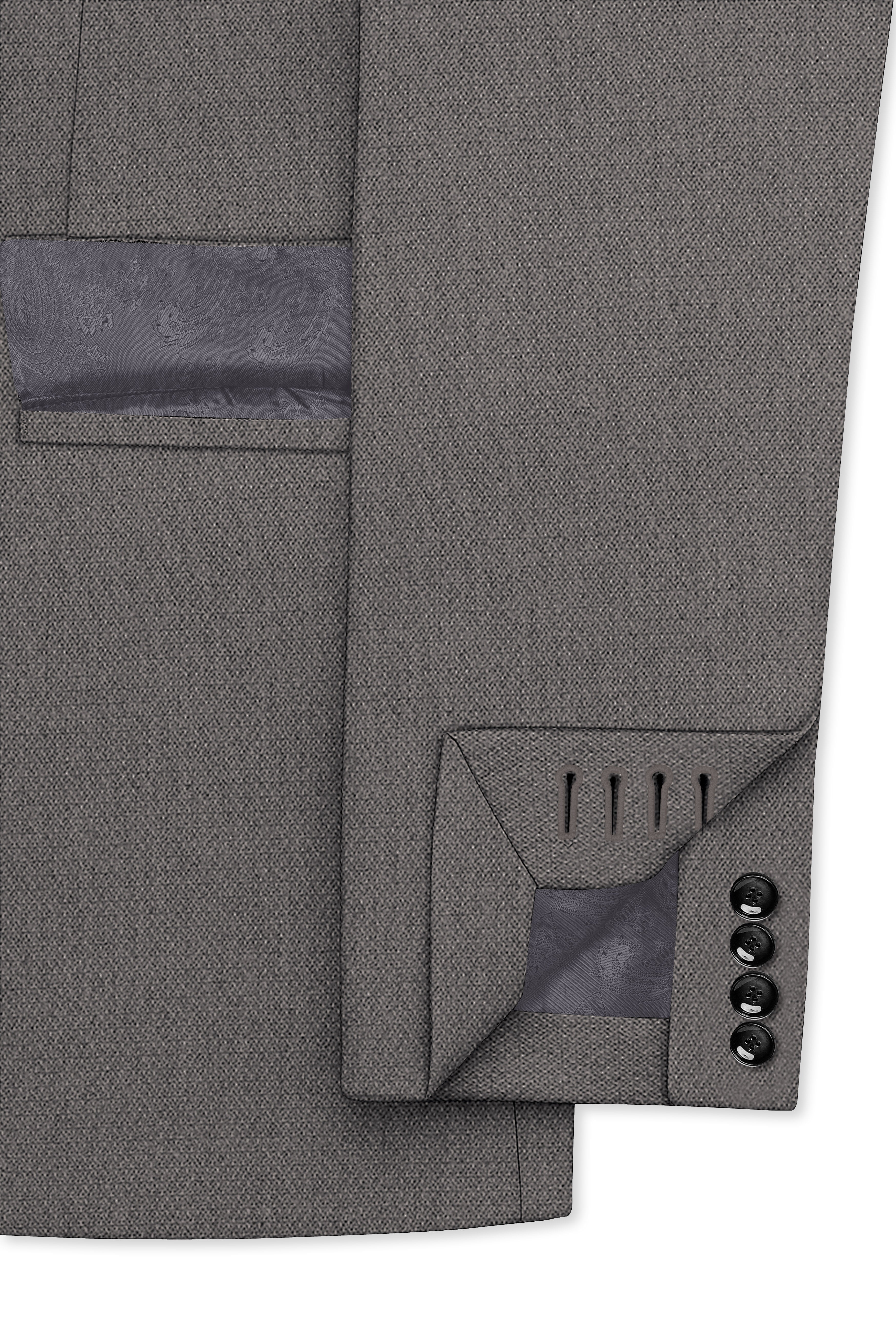 Sterling-Ironside Gray  Diamond Textured Wool Rich Slight Stretch Double Breasted Suit