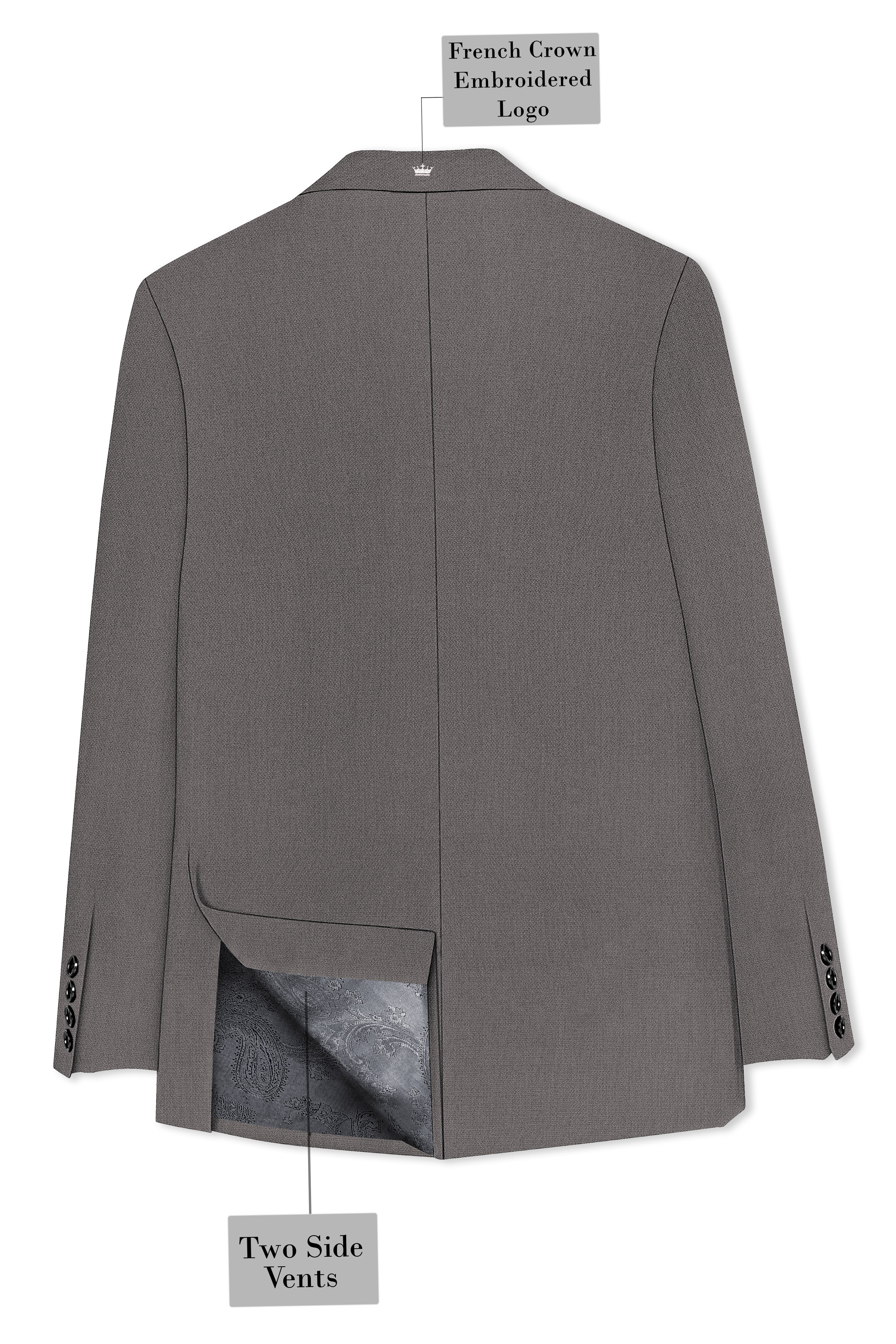 Sterling-Ironside Gray  Diamond Textured Wool Rich Slight Stretch Double Breasted Suit