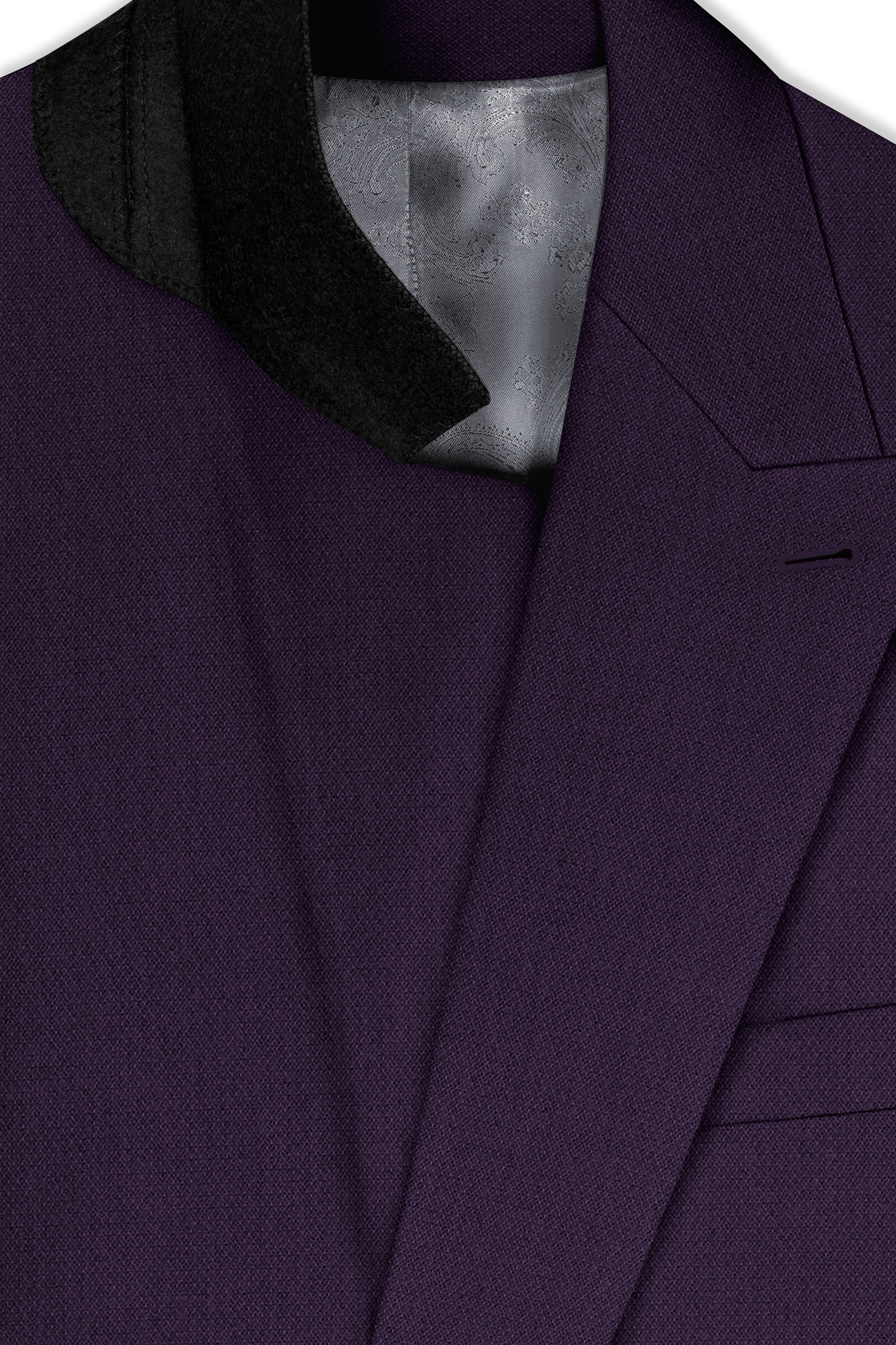Opulent-Bastille Purple Diamond Textured Wool Rich Slight Stretch Double Breasted Suit