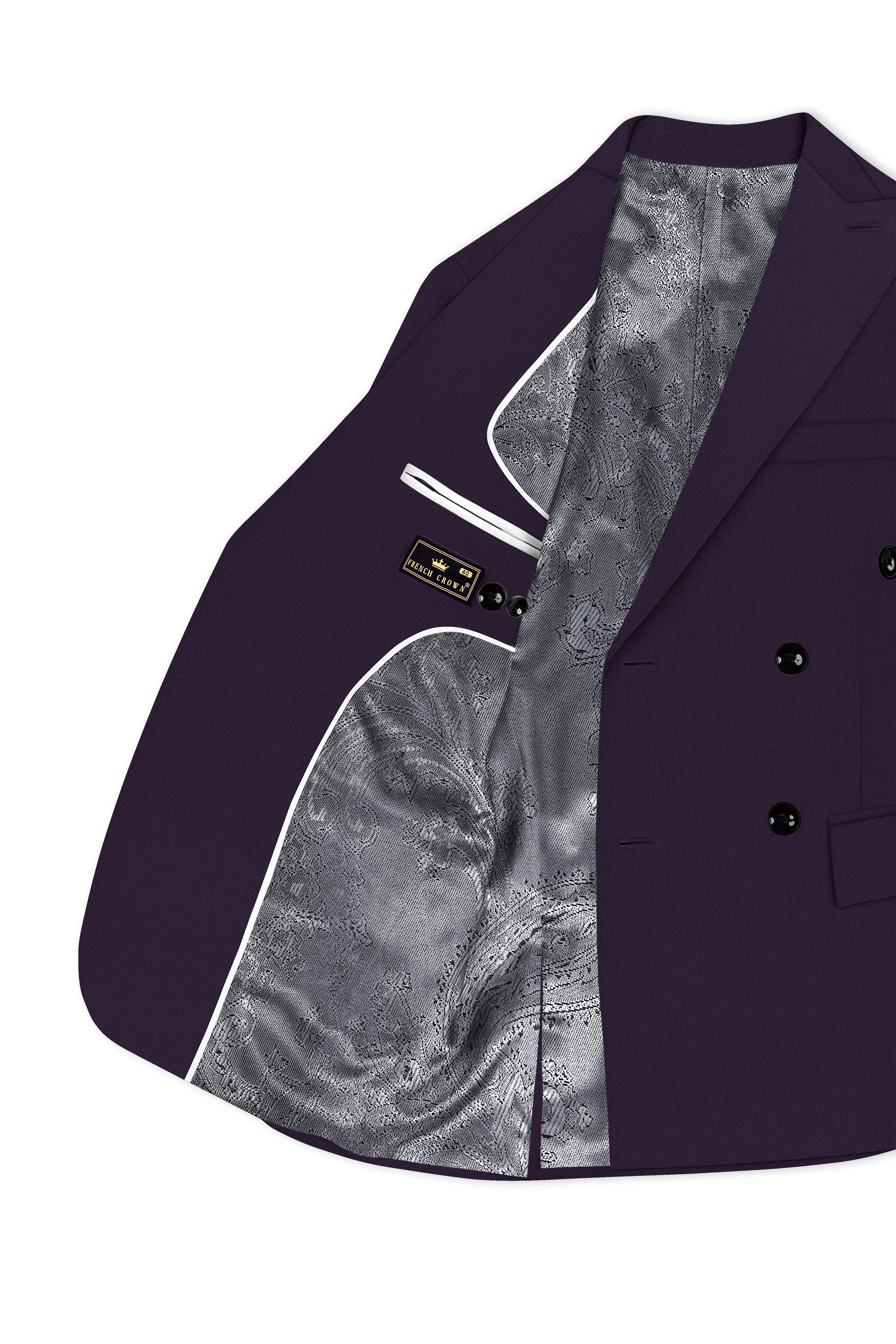 Opulent-Bastille Purple Diamond Textured Wool Rich Slight Stretch Double Breasted Suit