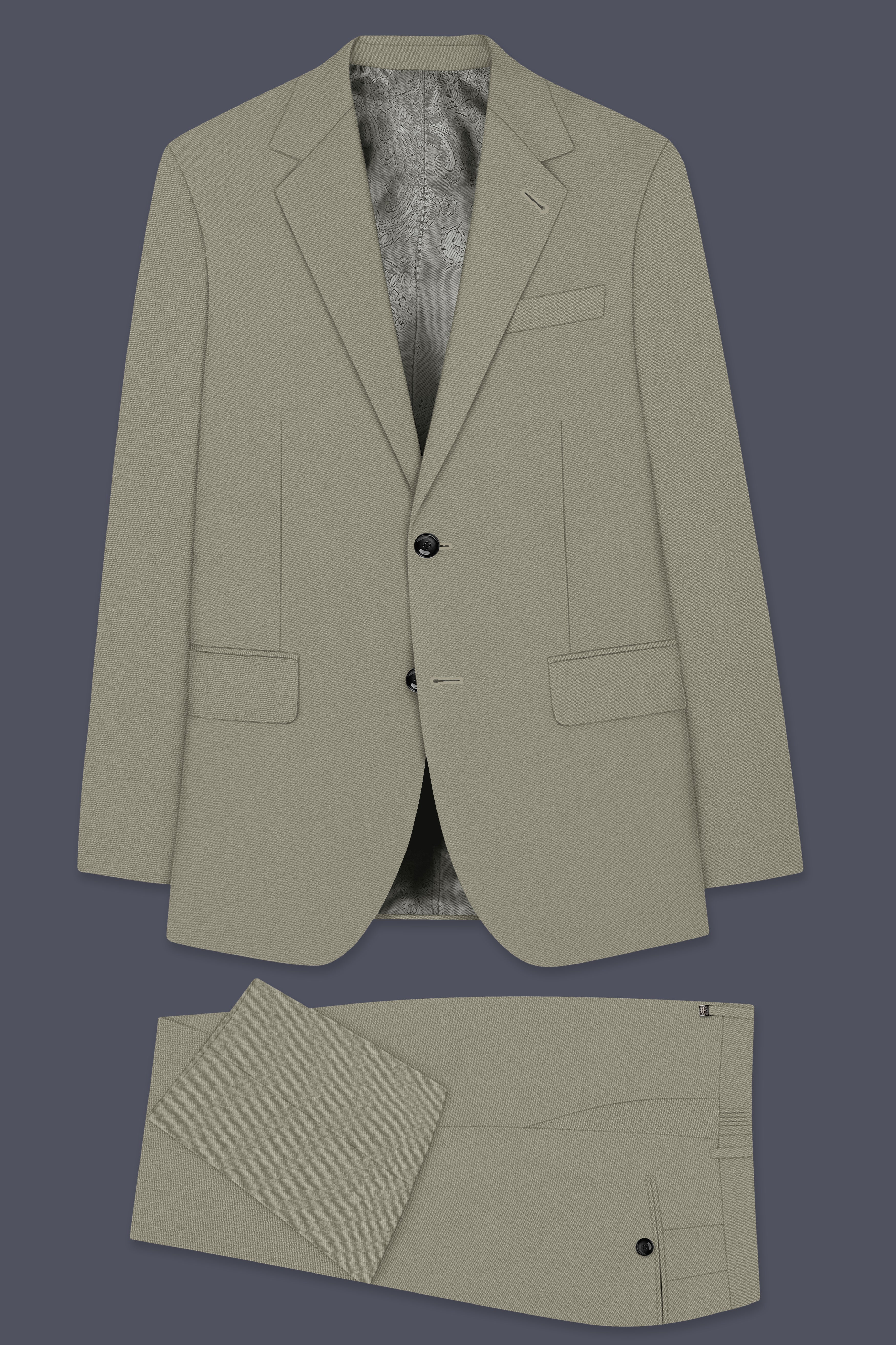 Loden-Korean Kokoda Green 4-Way Stretch Wrinkle-Free Wool Rich Single Breasted Suit