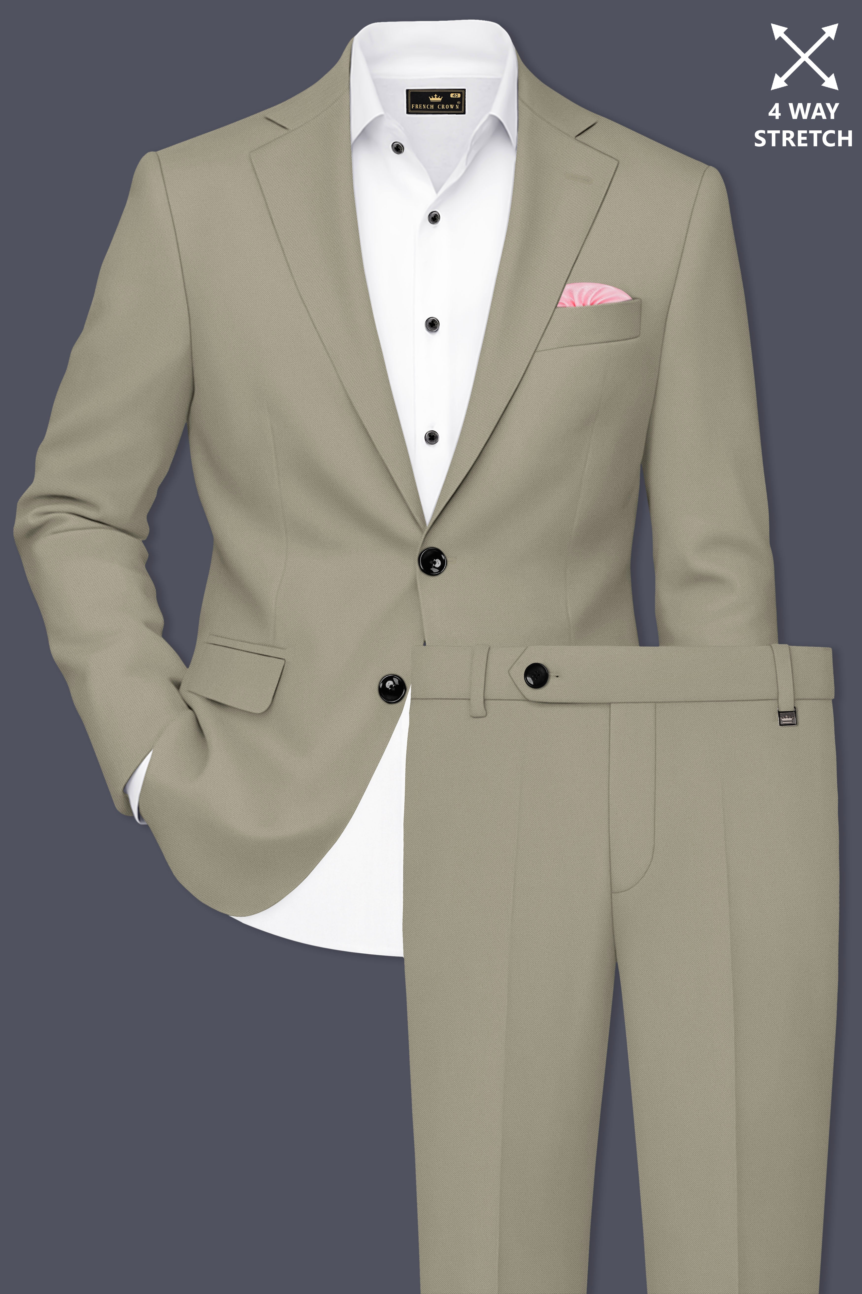 Loden-Korean Kokoda Green 4-Way Stretch Wrinkle-Free Wool Rich Single Breasted Suit