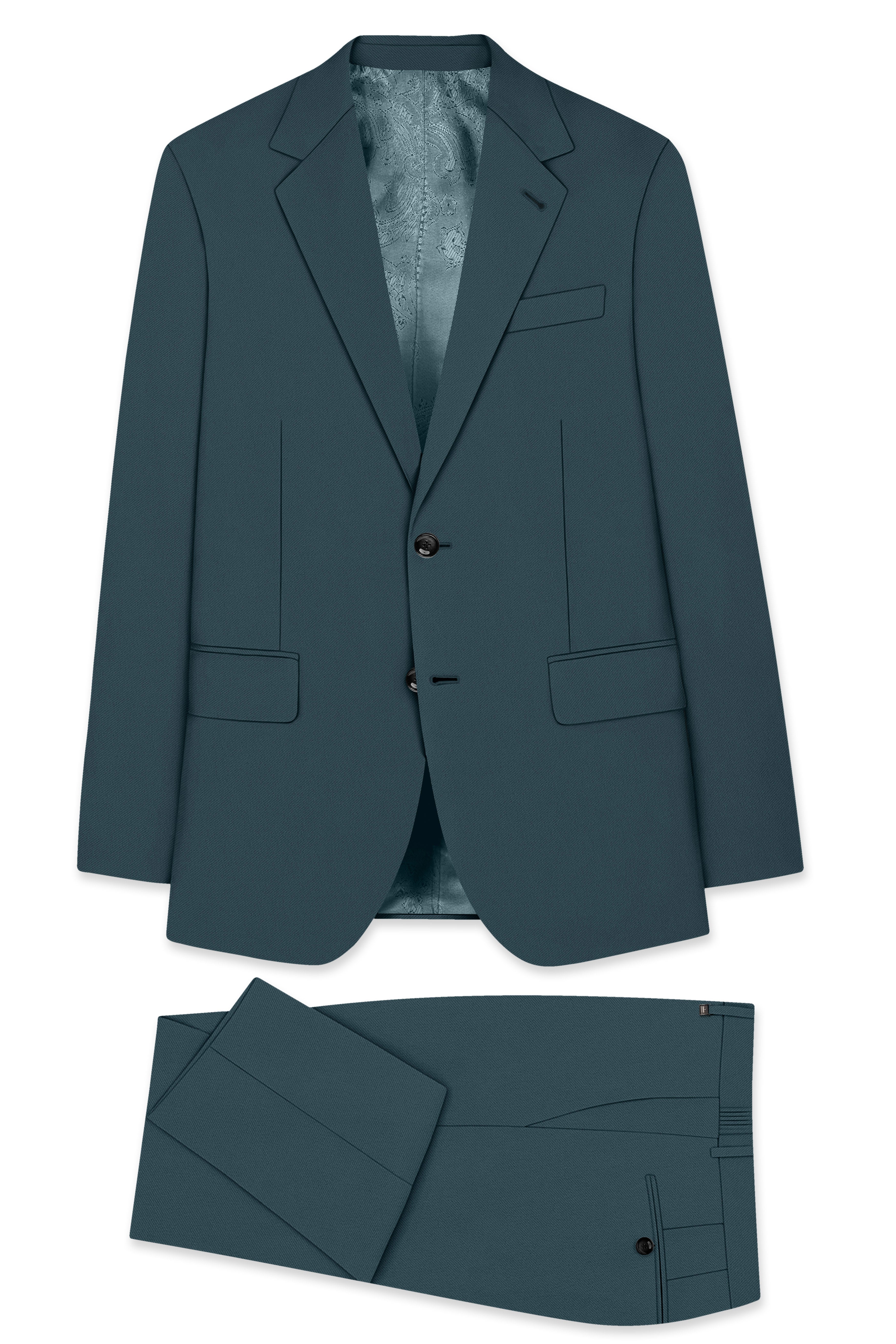 Navaro-Korean Gable Blue 4-Way Stretch Wrinkle-Free Wool Rich Single Breasted Suit