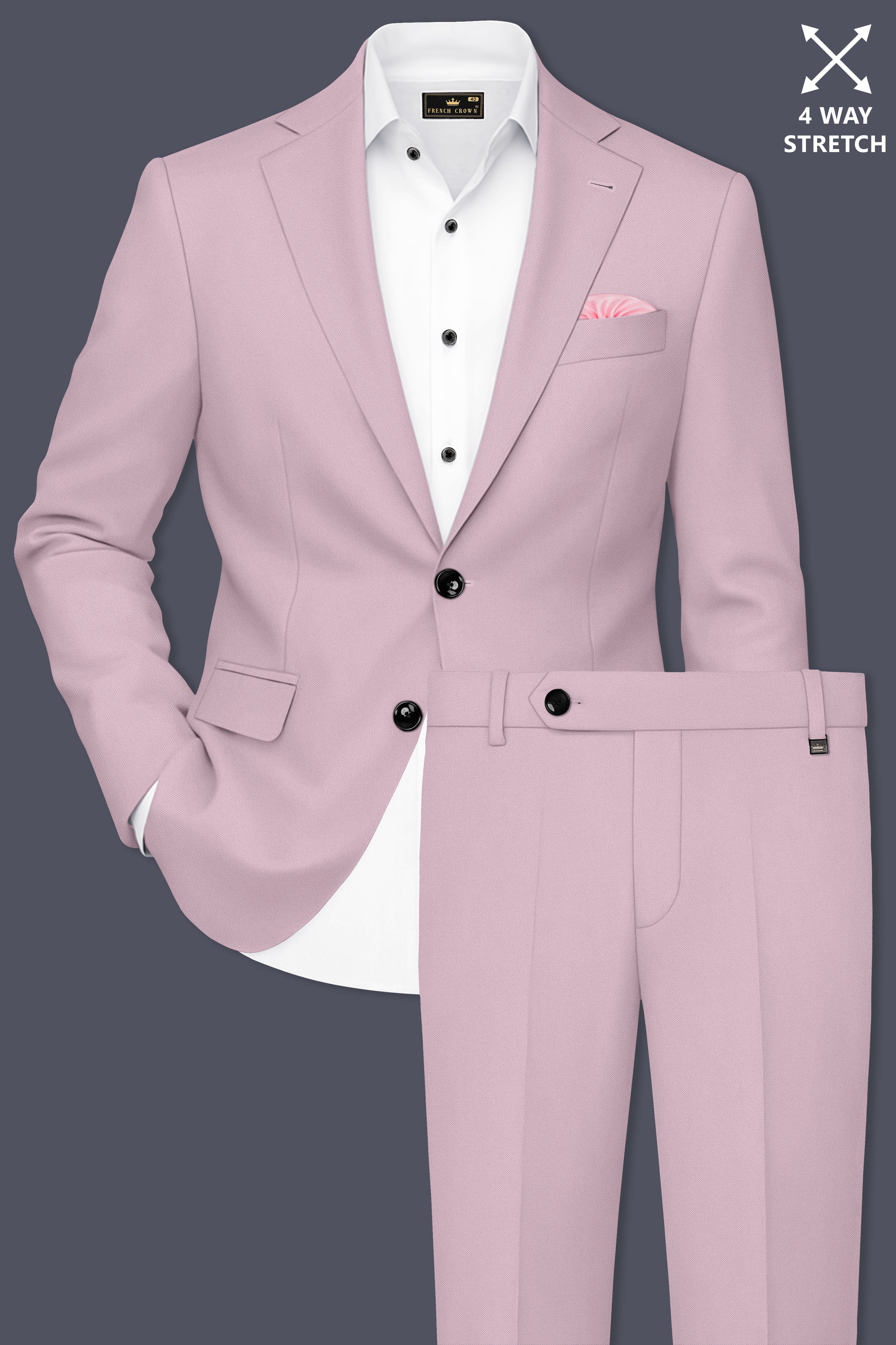 Allure-Korean Blossom Pink 4-Way Stretch Wrinkle-Free Wool Rich Single Breasted Suit