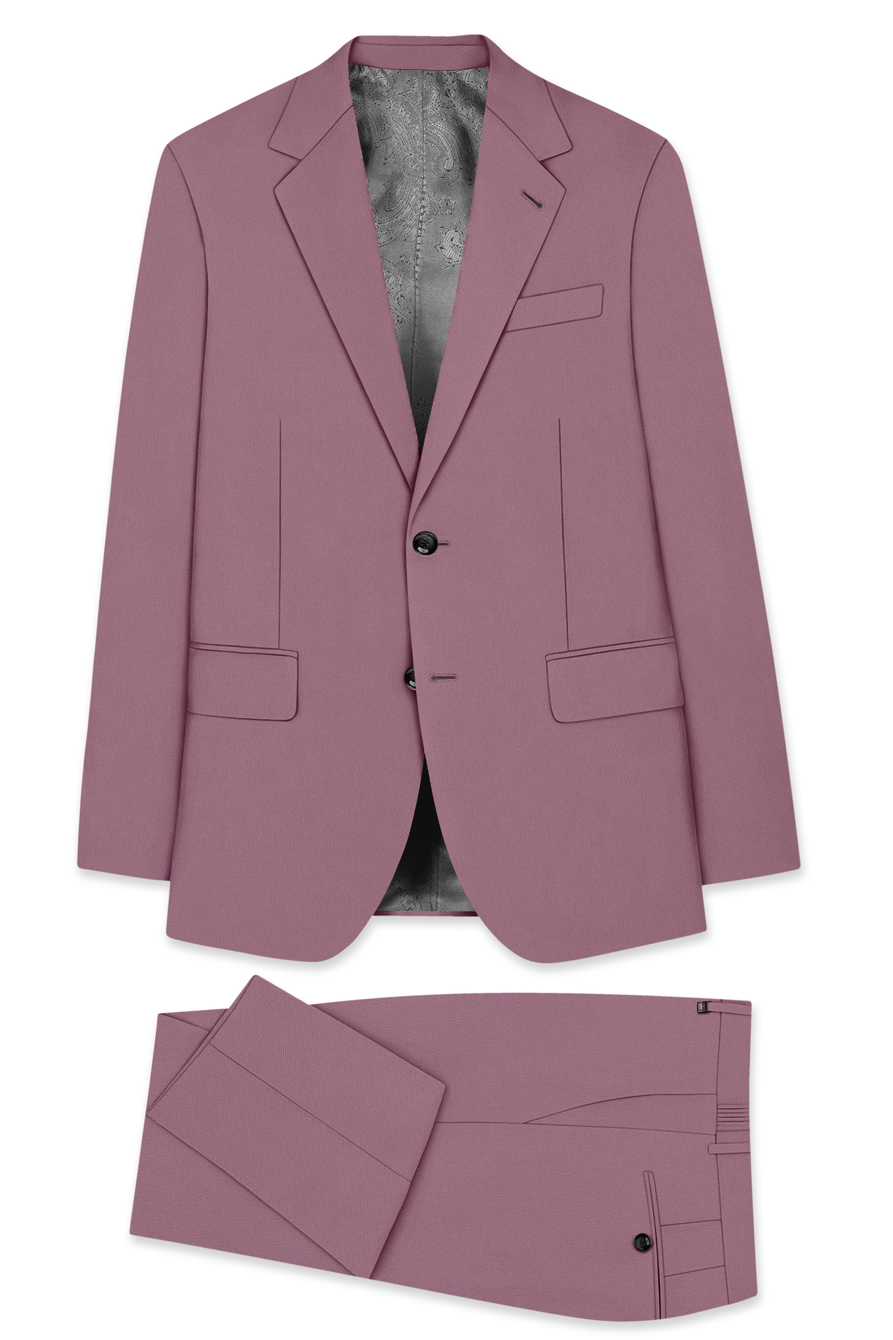 Rouge-Korean Opium Pink 4-Way Stretch Wrinkle-Free Wool Rich Single Breasted Suit