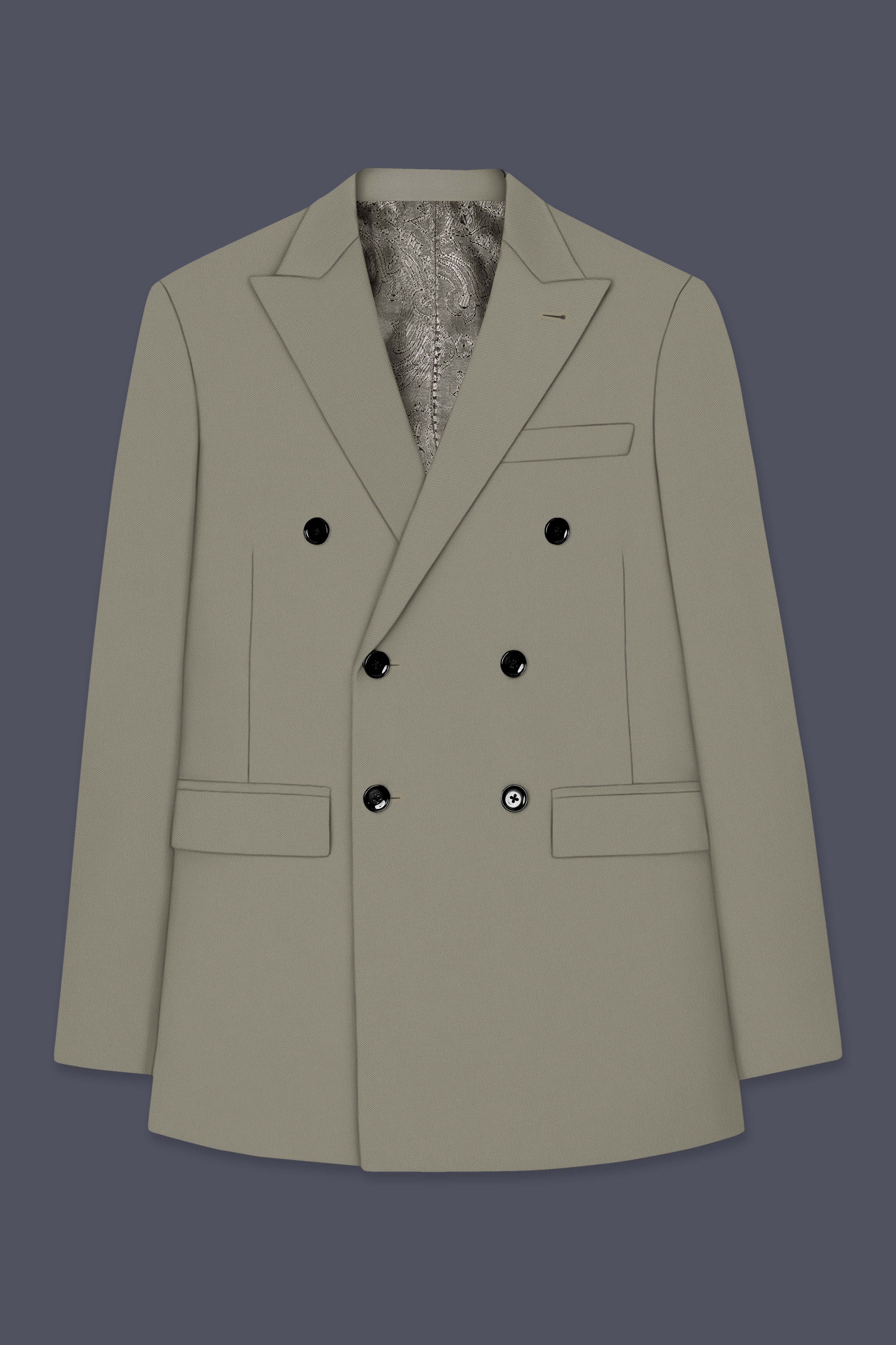 Loden-Korean Kokoda Green 4-Way Stretch Wrinkle-Free Wool Rich Double Breasted Suit