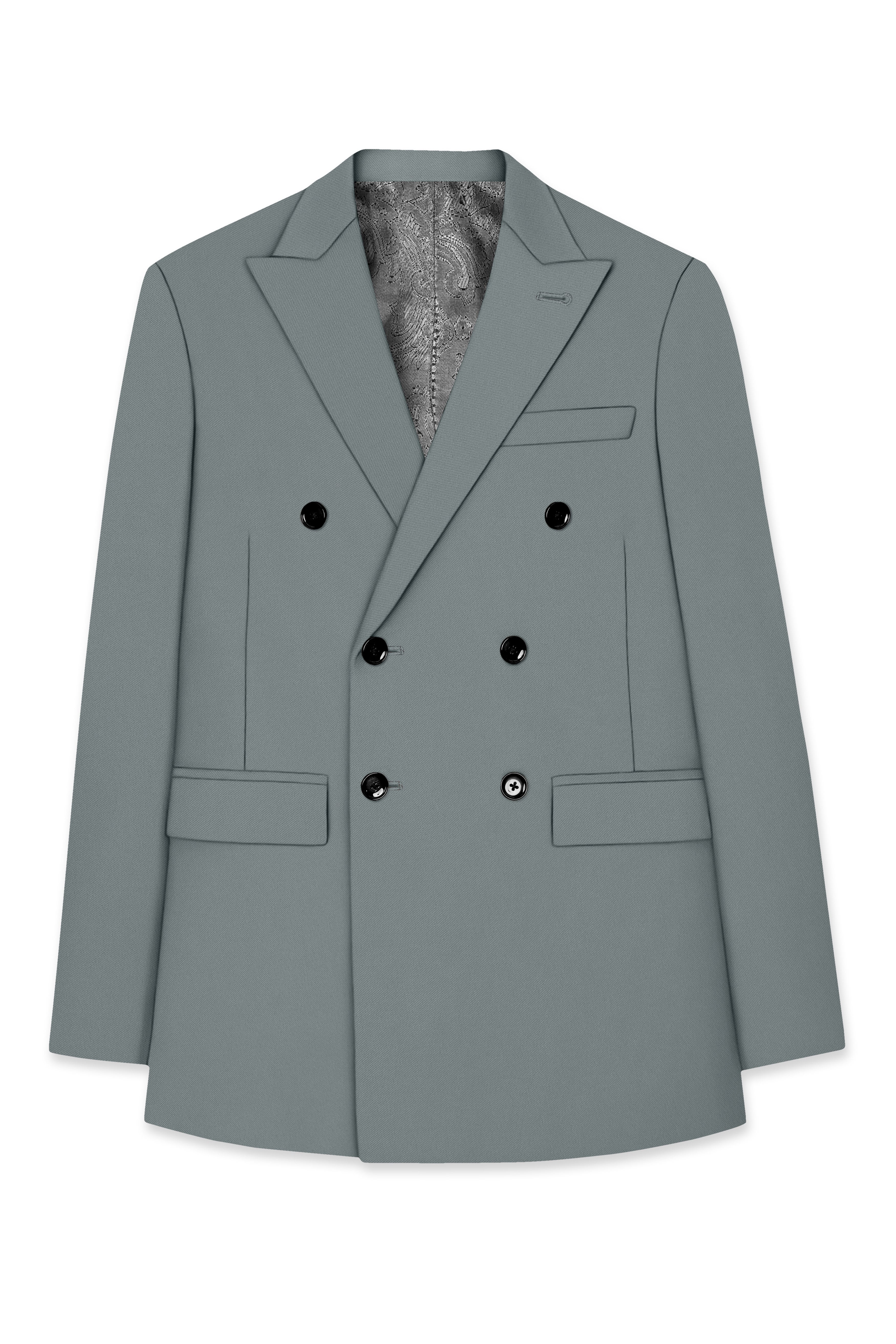 Flexaro-Korean Abbey gray 4-Way Stretch Wrinkle-Free Wool Rich Double Breasted Suit