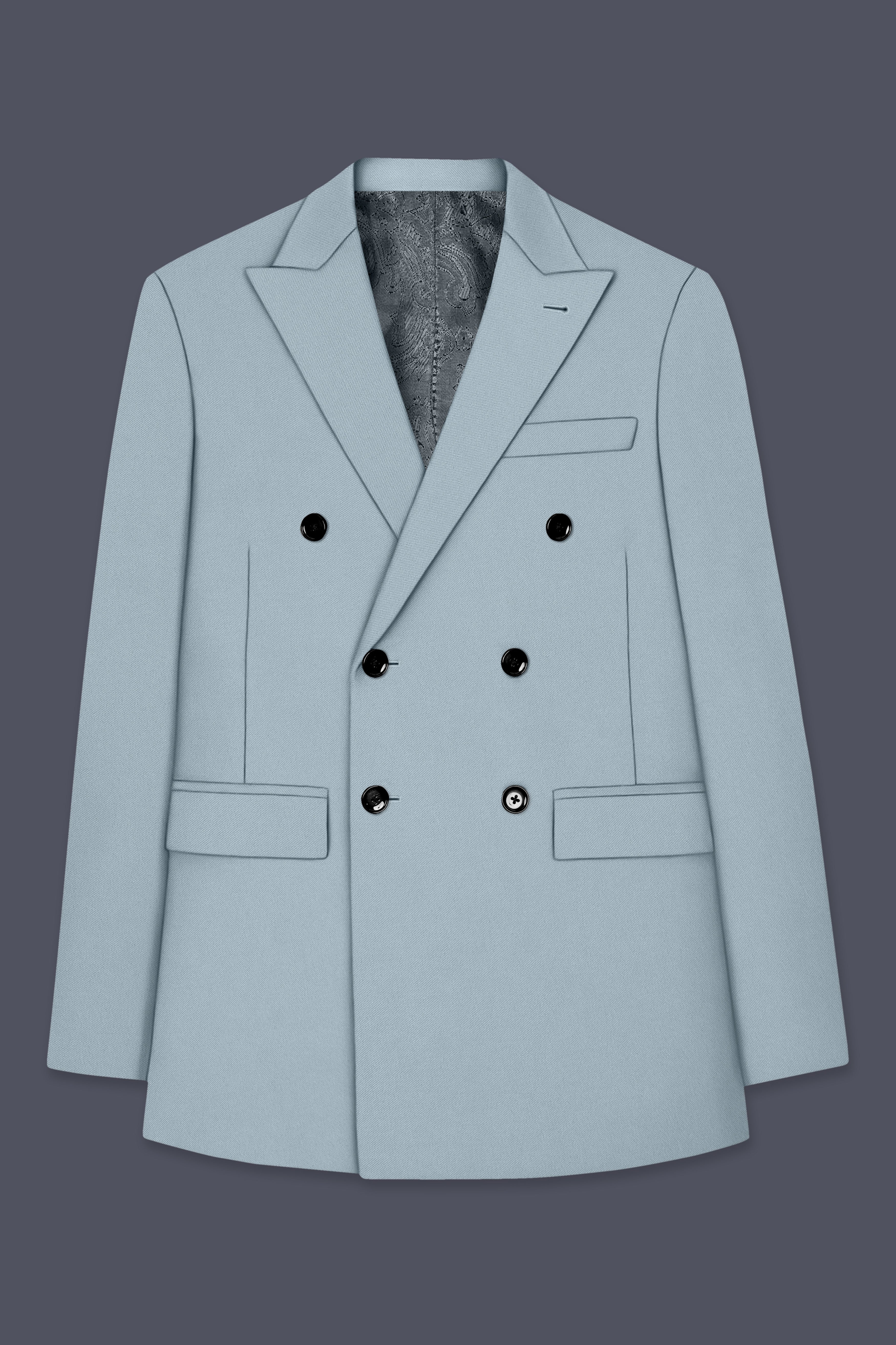 Pewter-Korean Chateau gray 4-Way Stretch Wrinkle-Free Wool Rich Double Breasted Suit