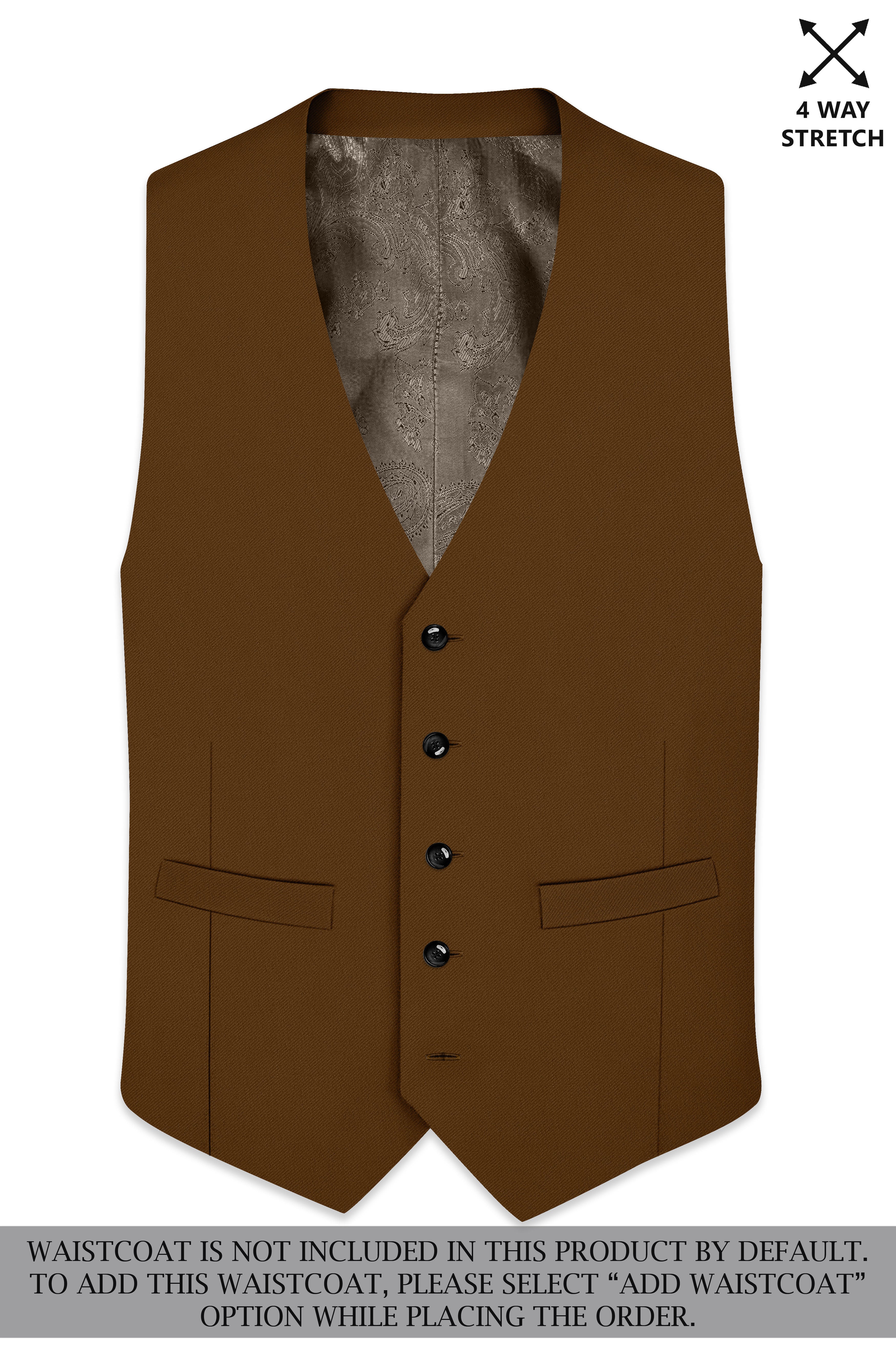 Sienna-Korean Derby Brown 4-Way Stretch Wrinkle-Free Wool Rich Double Breasted Suit