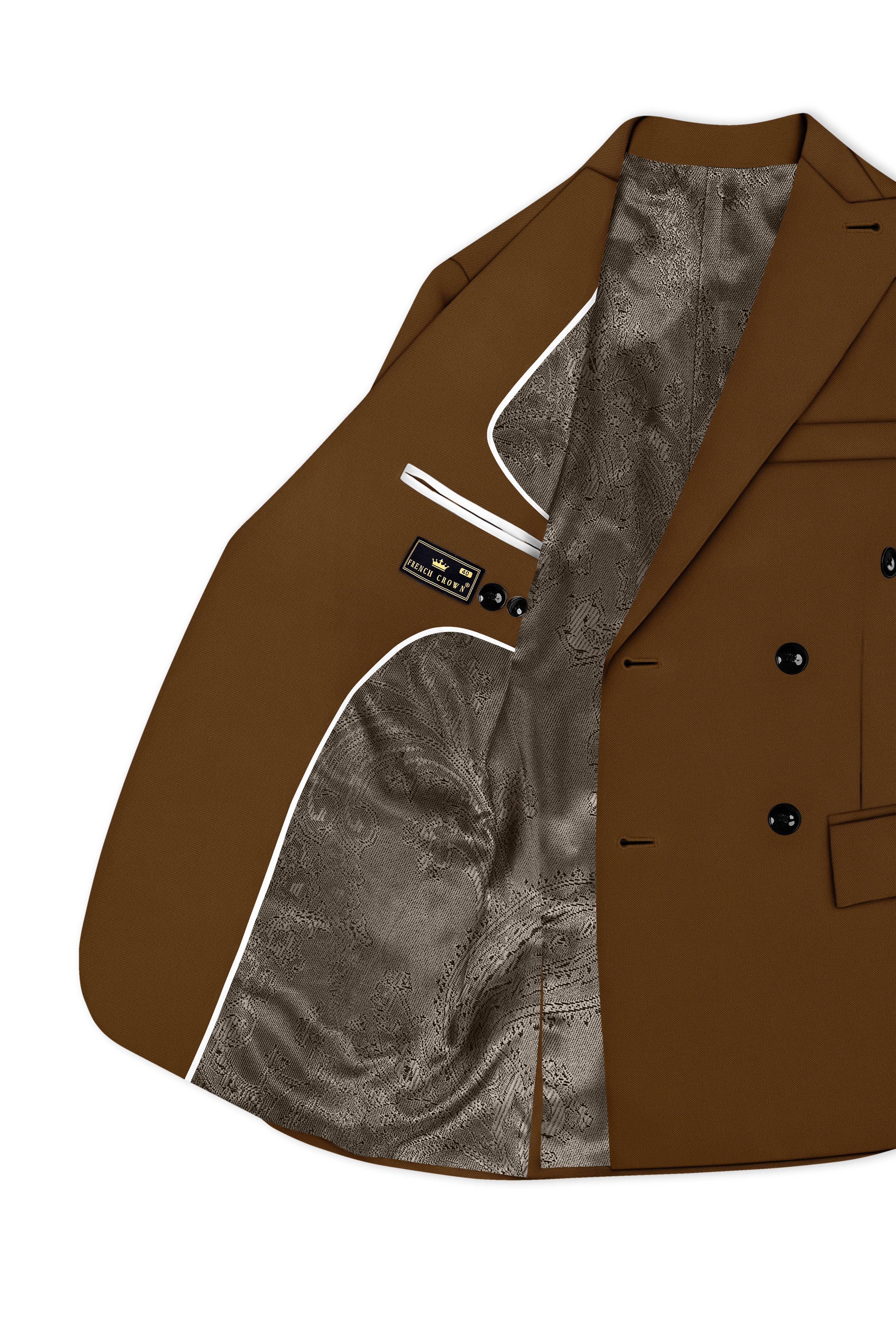 Sienna-Korean Derby Brown 4-Way Stretch Wrinkle-Free Wool Rich Double Breasted Suit