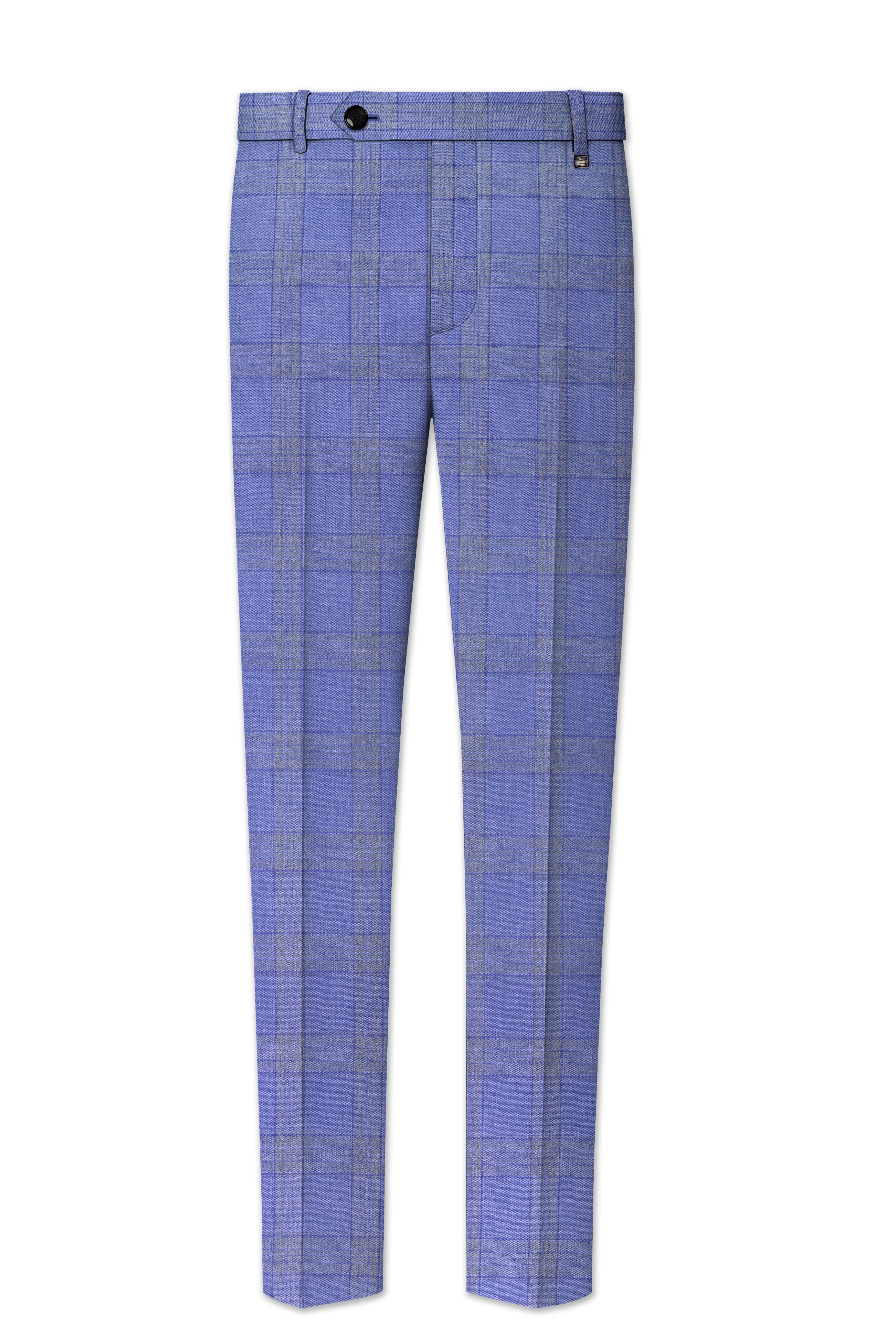 Cobalt-Scampi Blue Plaid Wool Rich Cross Placket Bandhgala Suit