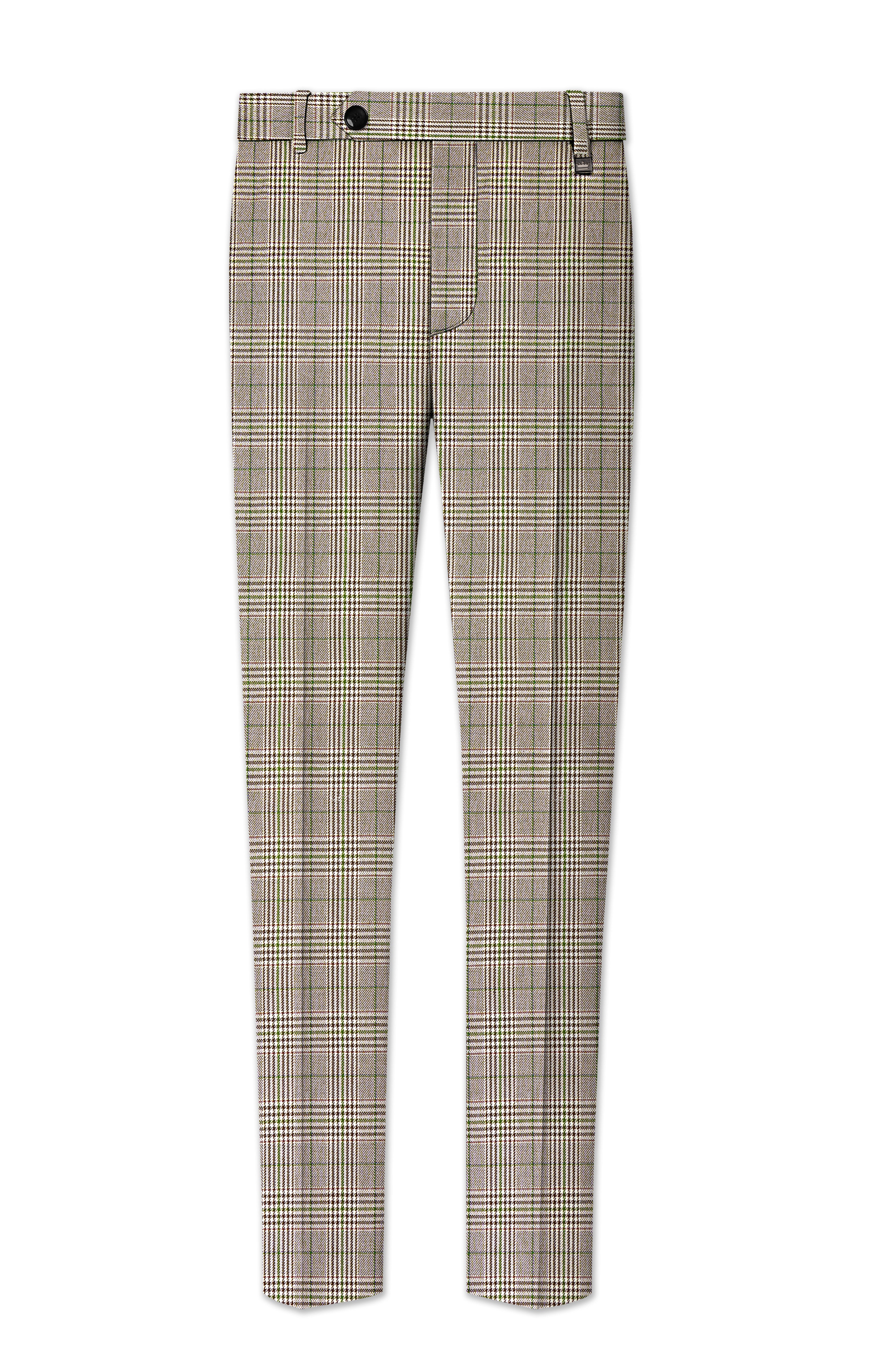 Nawab-Tundora Brown Plaid Wool Rich Cross Placket Bandhgala Suit