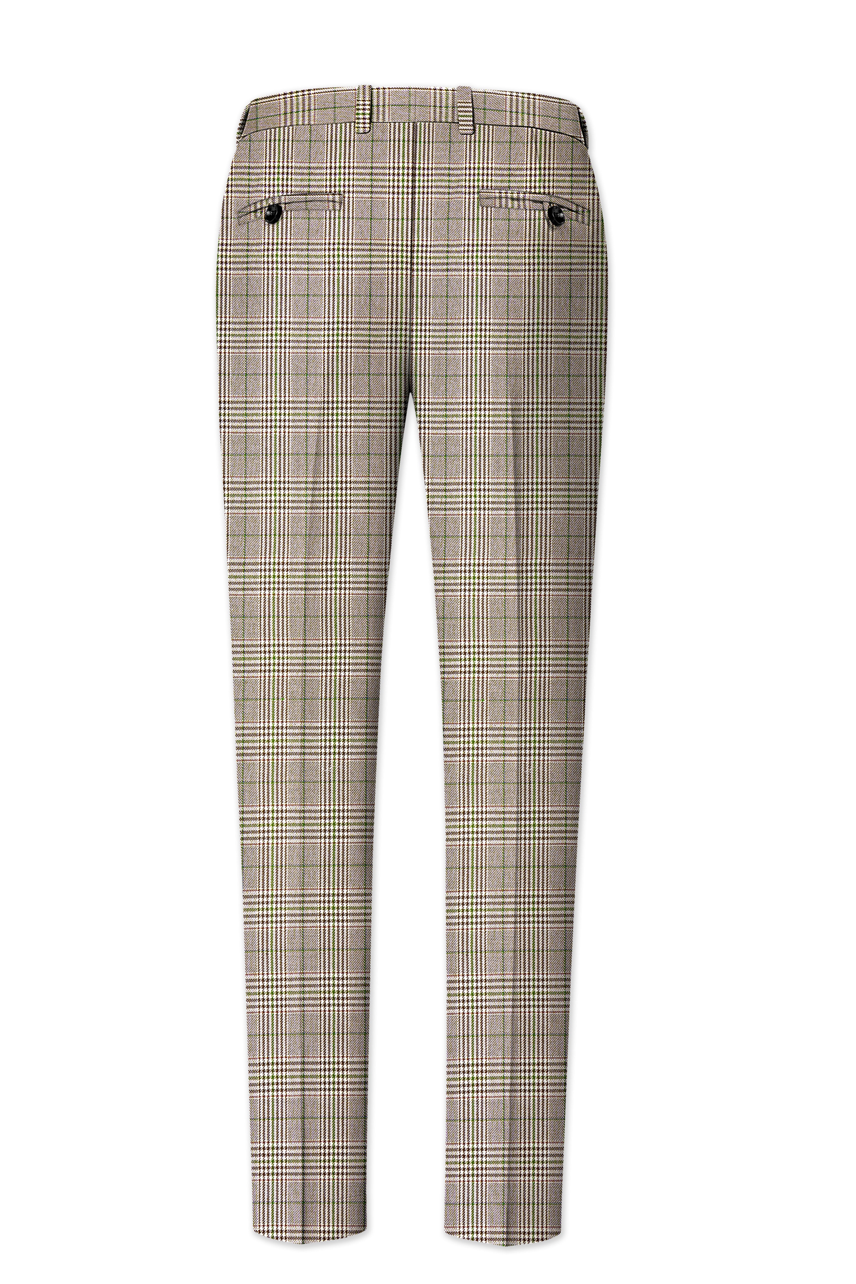 Nawab-Tundora Brown Plaid Wool Rich Bandhgala Suit