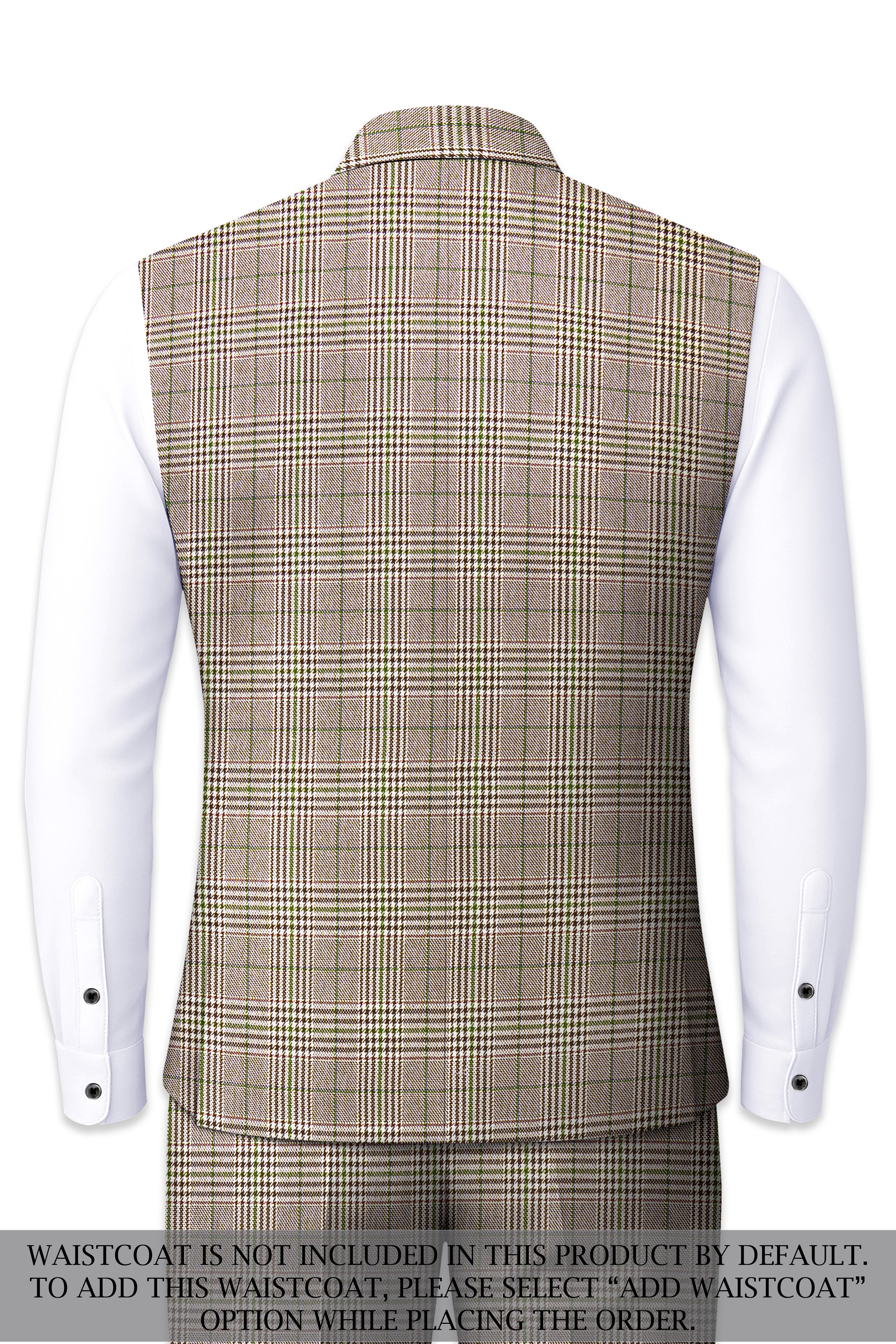 Nawab-Tundora Brown Plaid Wool Rich Bandhgala Suit