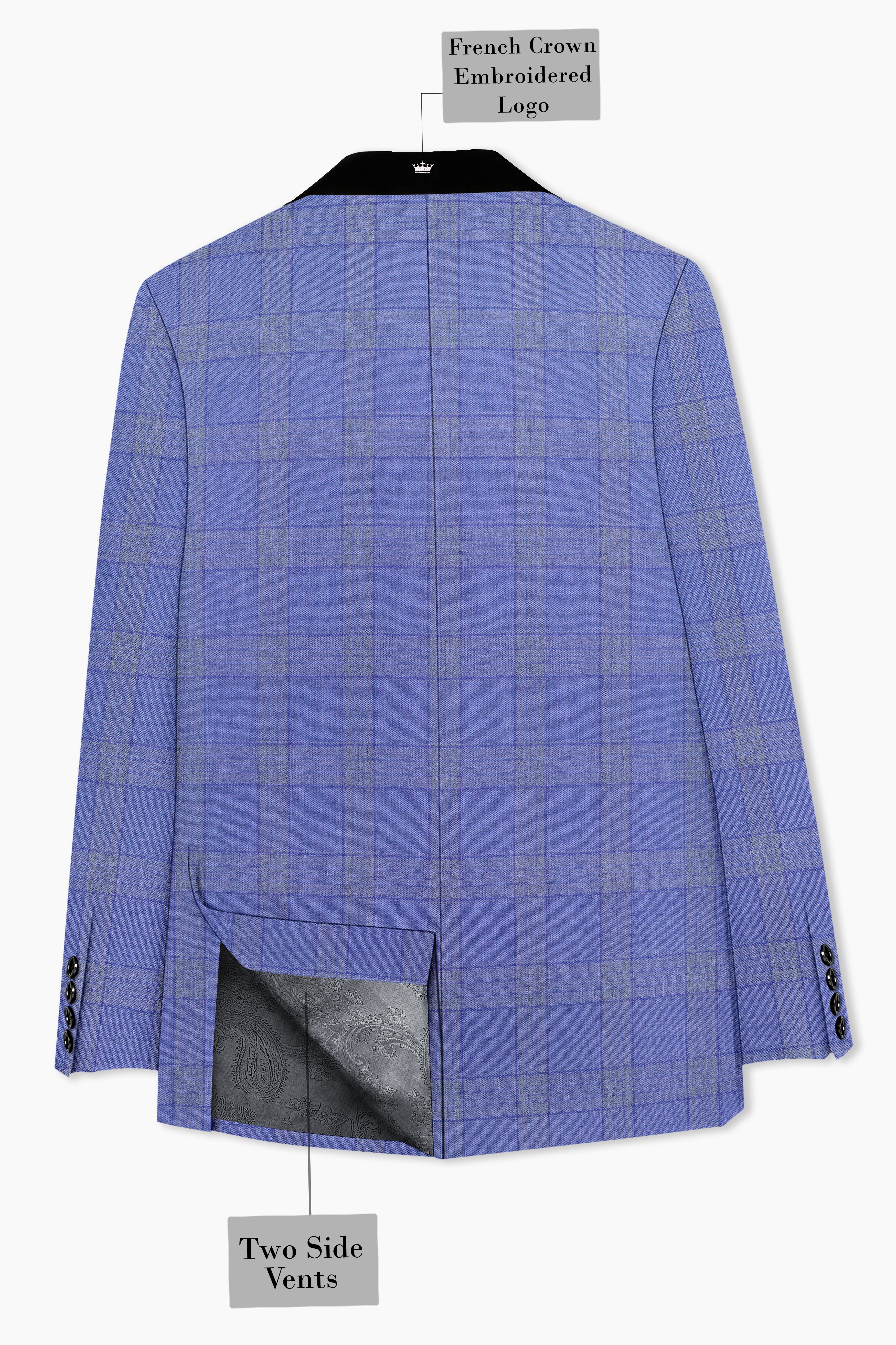 Cobalt-Scampi Blue Plaid Wool Rich Tuxedo Suit