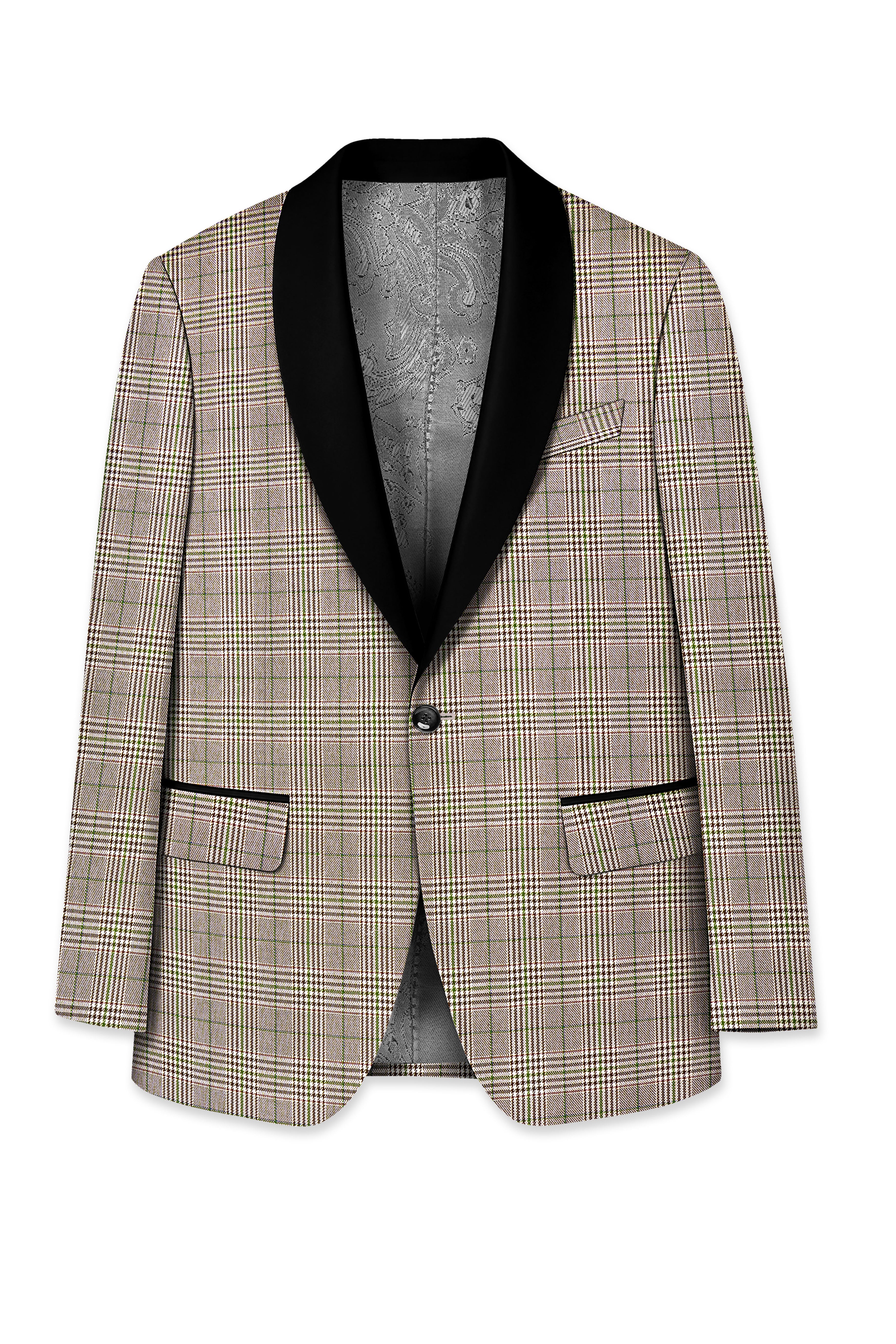 Nawab-Tundora Brown Plaid Wool Rich Tuxedo Suit