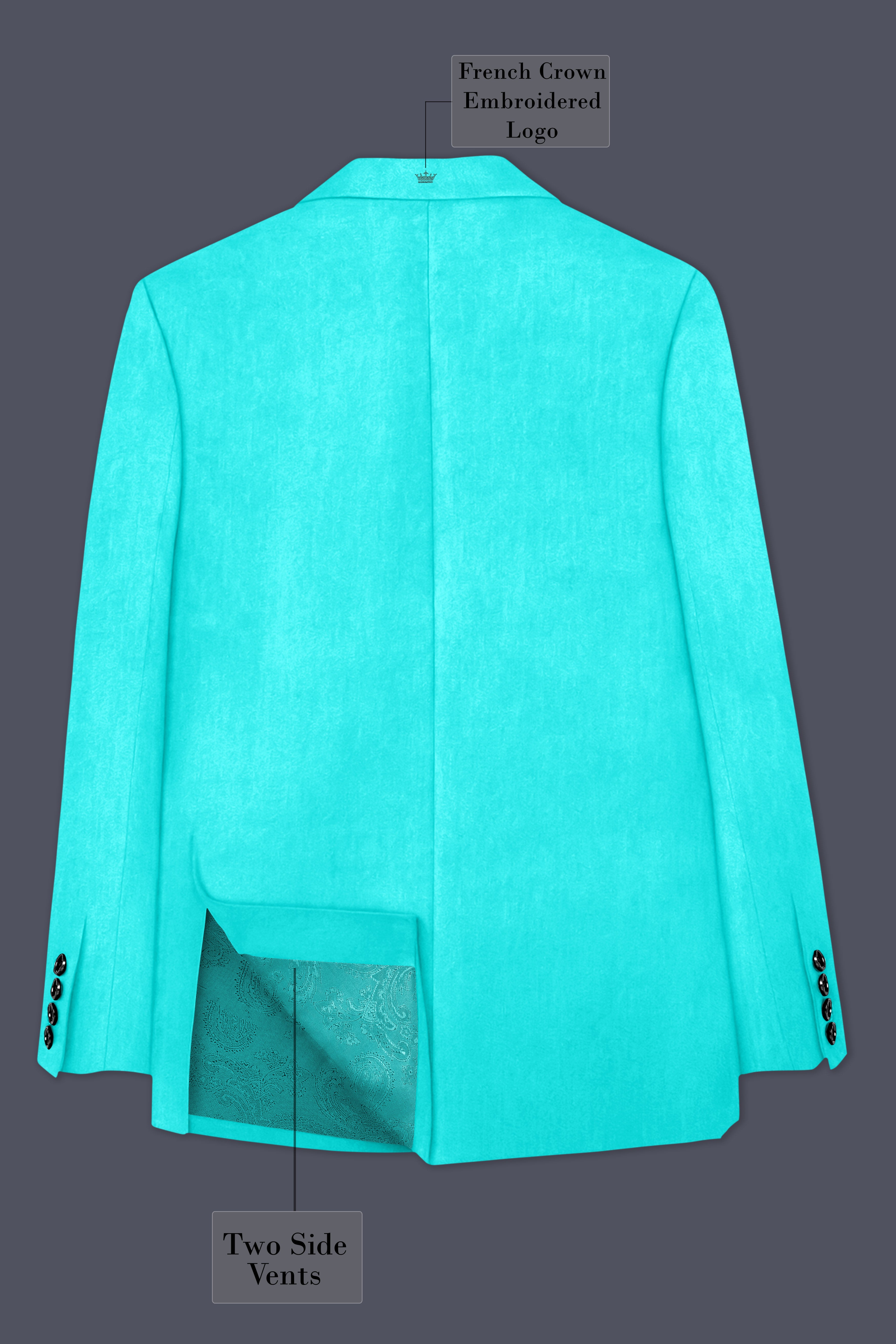 Sovereign-Turquoise Blue Velvet Peak Lapel Tuxedo Suit