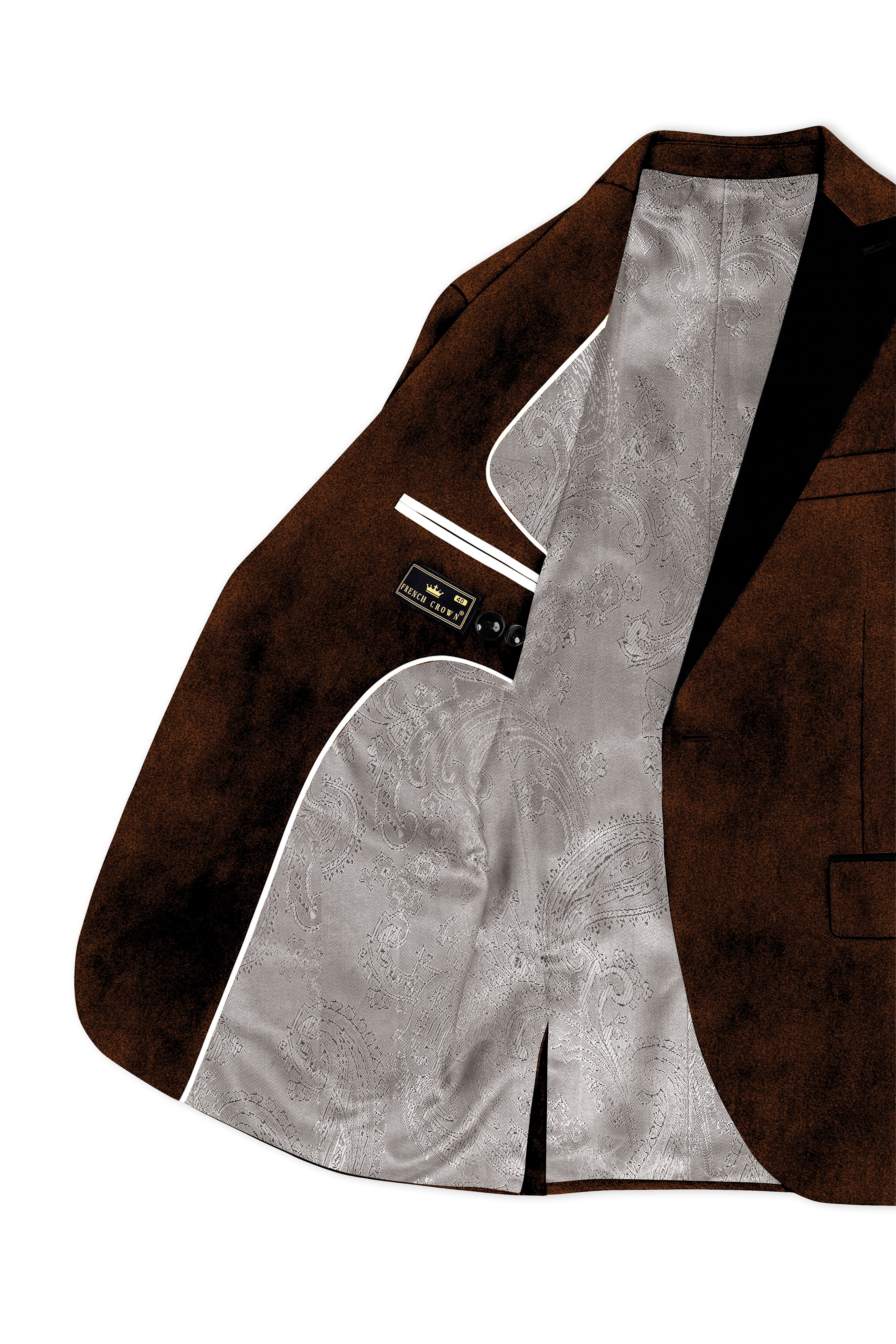 Torvex-Creole Brown Velvet Peak Lapel Tuxedo Suit ST5461-BKPL-36, ST5461-BKPL-38, ST5461-BKPL-40, ST5461-BKPL-42, ST5461-BKPL-44, ST5461-BKPL-46, ST5461-BKPL-48, ST5461-BKPL-50, ST5461-BKPL-52, ST5461-BKPL-54, ST5461-BKPL-56, ST5461-BKPL-58, ST5461-BKPL-60
