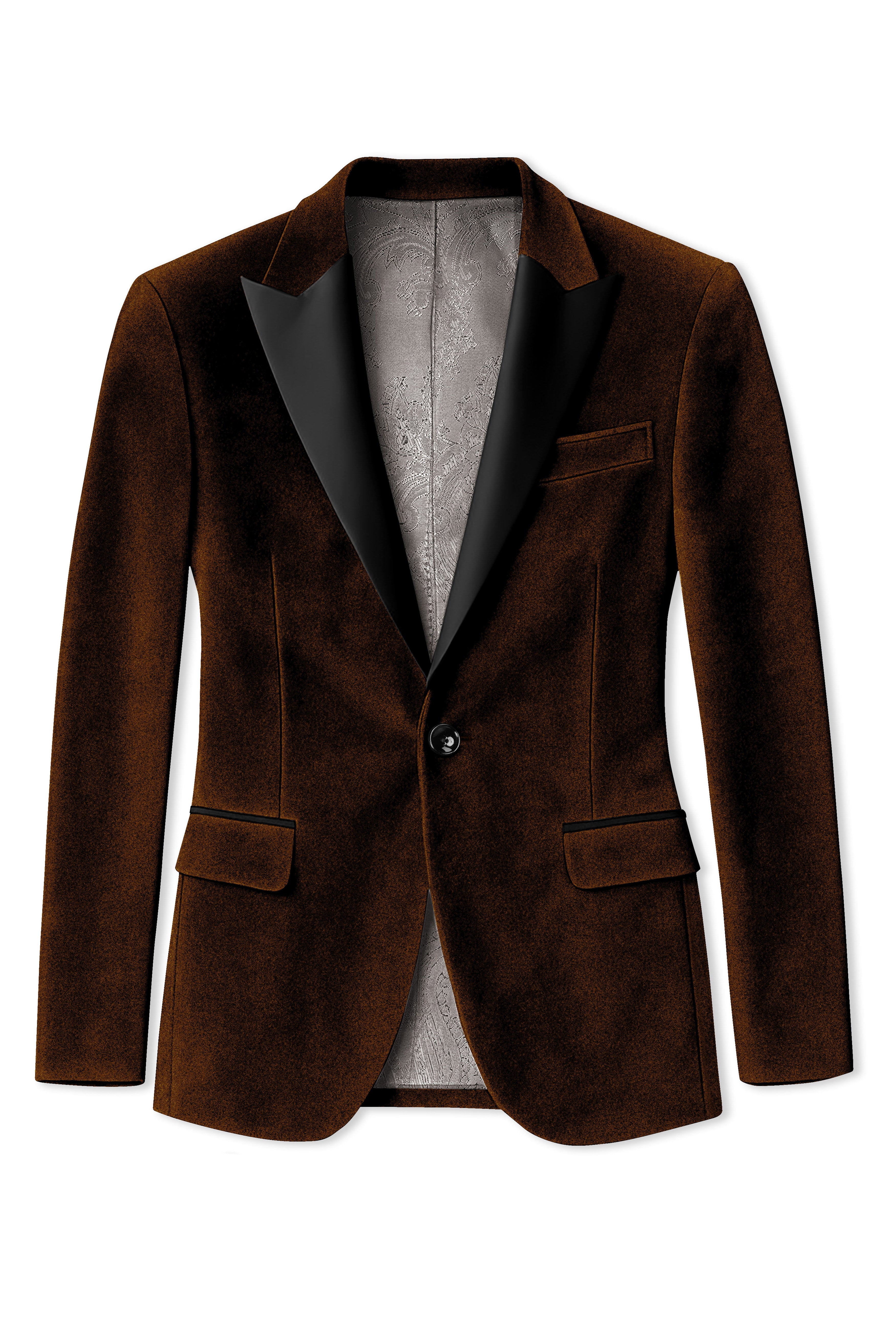 Torvex-Creole Brown Velvet Peak Lapel Tuxedo Suit ST5461-BKPL-36, ST5461-BKPL-38, ST5461-BKPL-40, ST5461-BKPL-42, ST5461-BKPL-44, ST5461-BKPL-46, ST5461-BKPL-48, ST5461-BKPL-50, ST5461-BKPL-52, ST5461-BKPL-54, ST5461-BKPL-56, ST5461-BKPL-58, ST5461-BKPL-60

