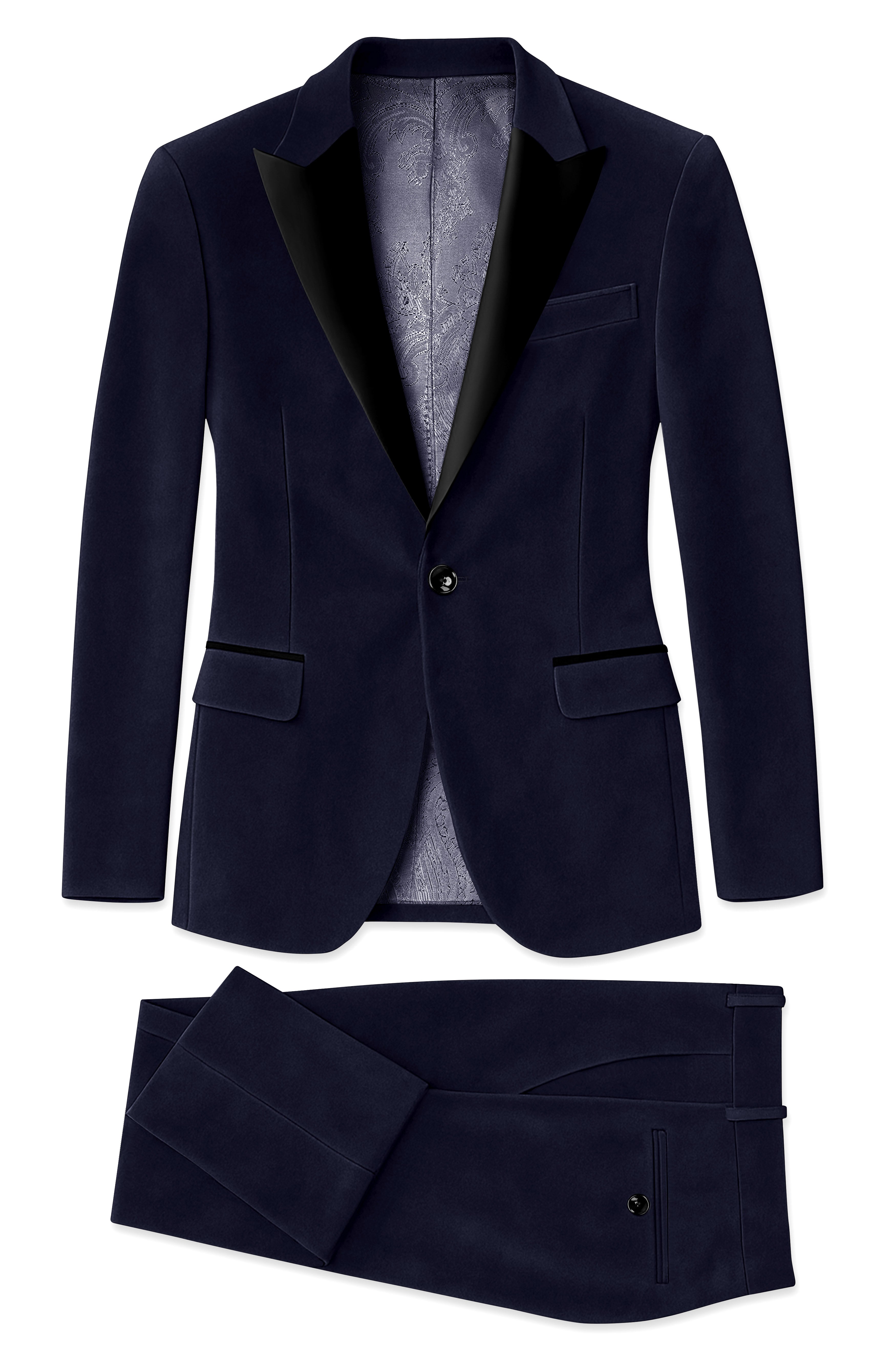 Torvian-Vulcan Purple Velvet Peak Lapel Tuxedo Suit