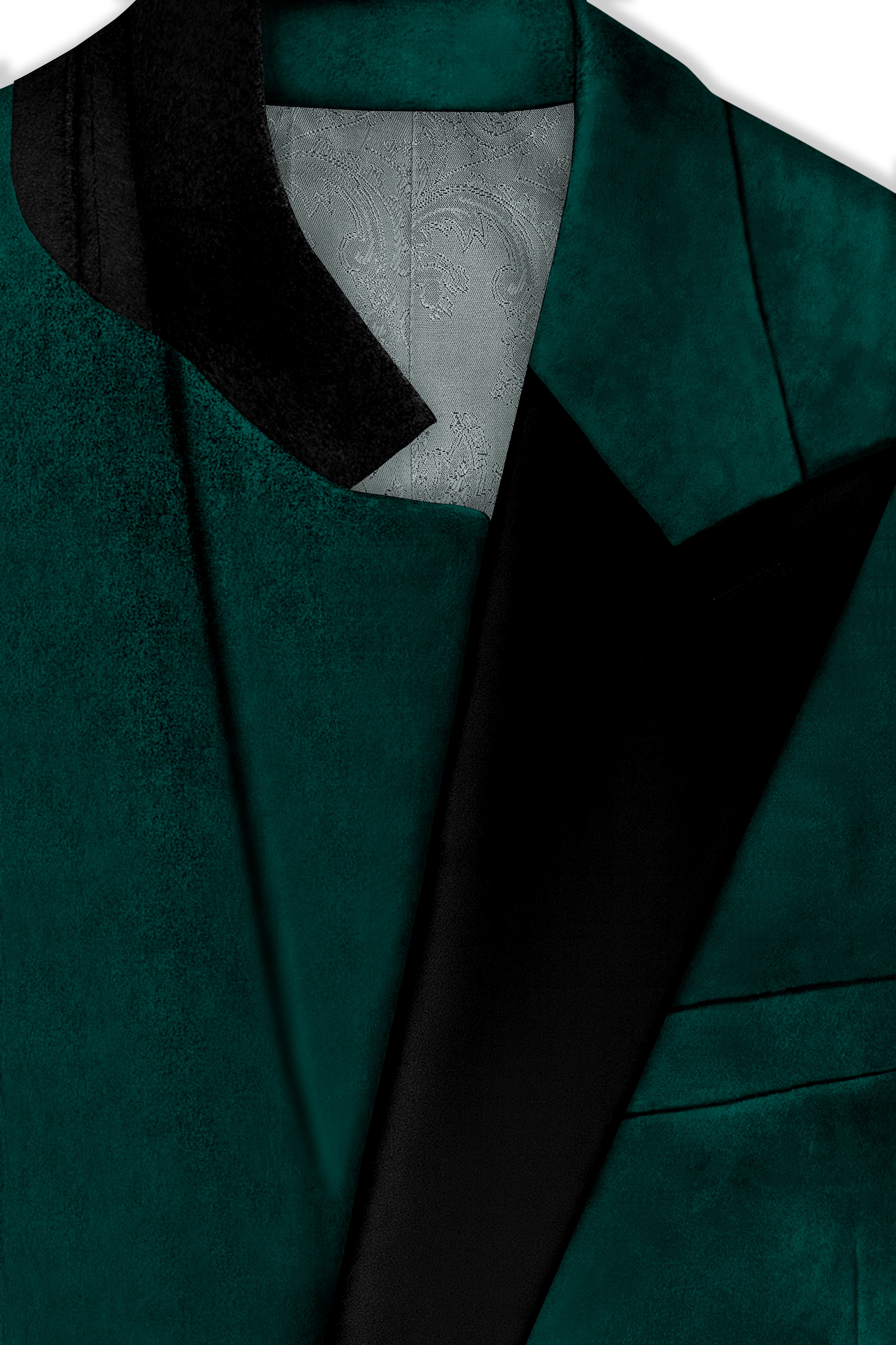 Lagoon-Teal Green Velvet Peak Lapel Tuxedo Suit