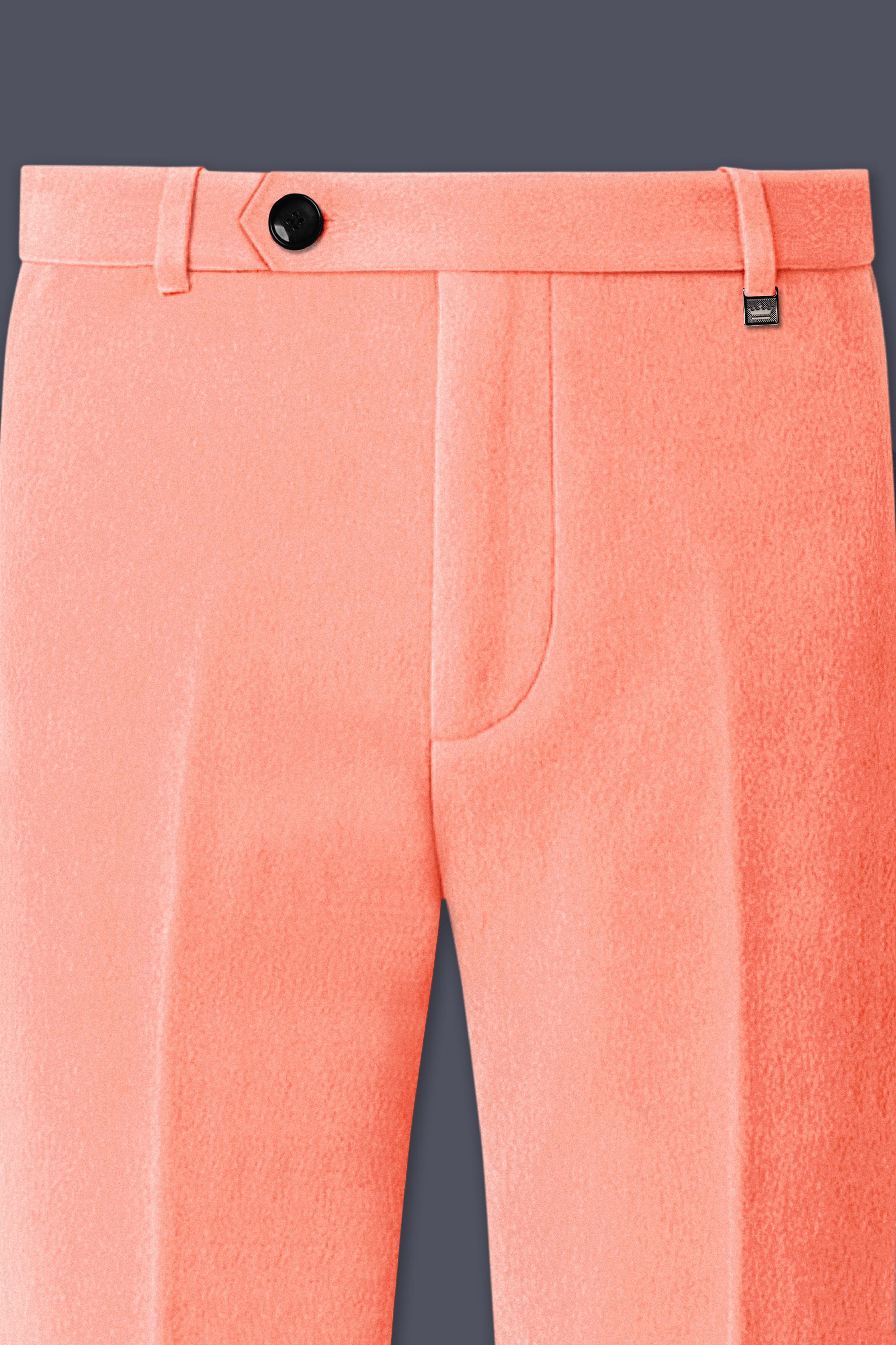 Zyron-Salmon Orange Velvet Peak Lapel Tuxedo Suit