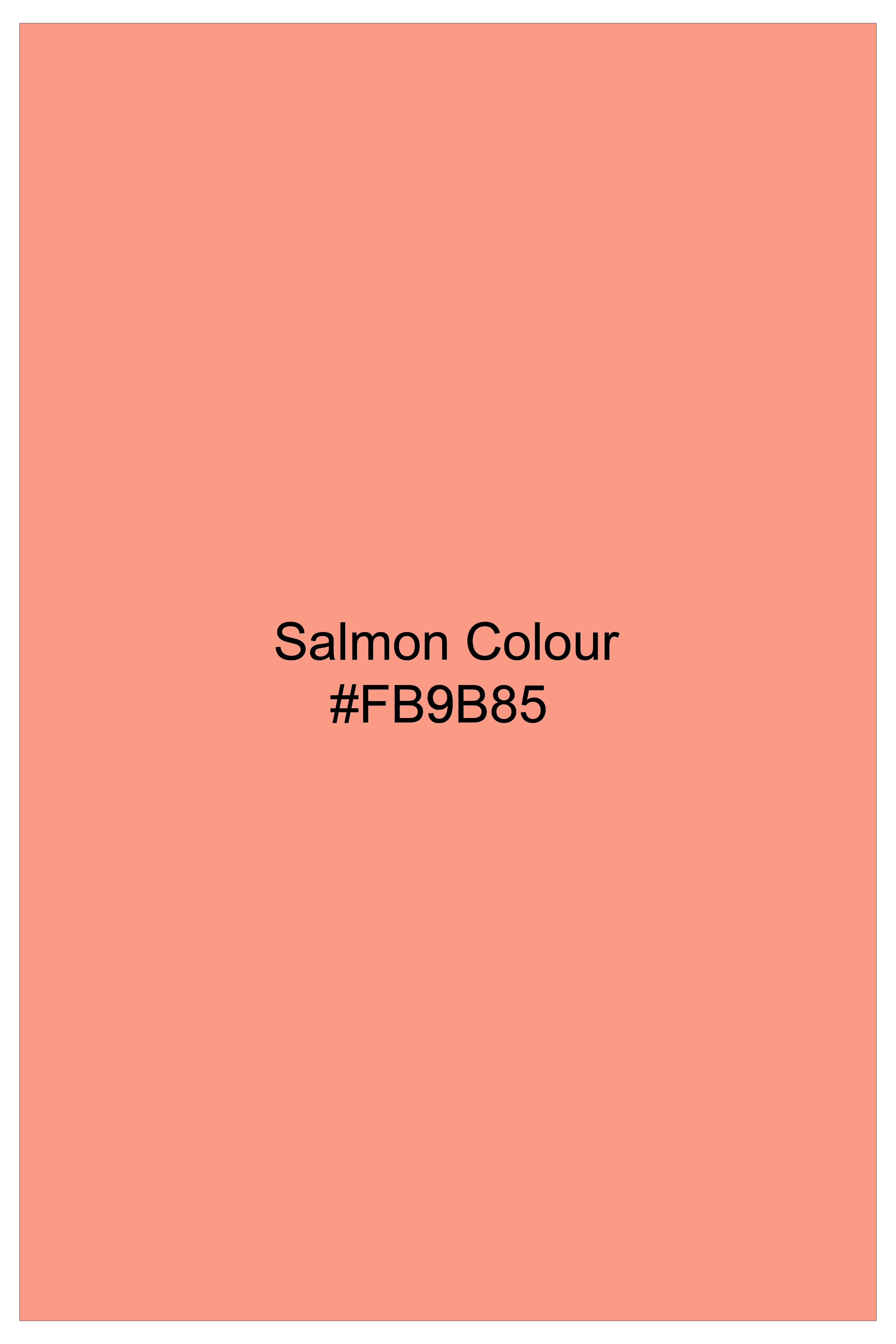 Zyron-Salmon Orange Velvet Peak Lapel Tuxedo Suit