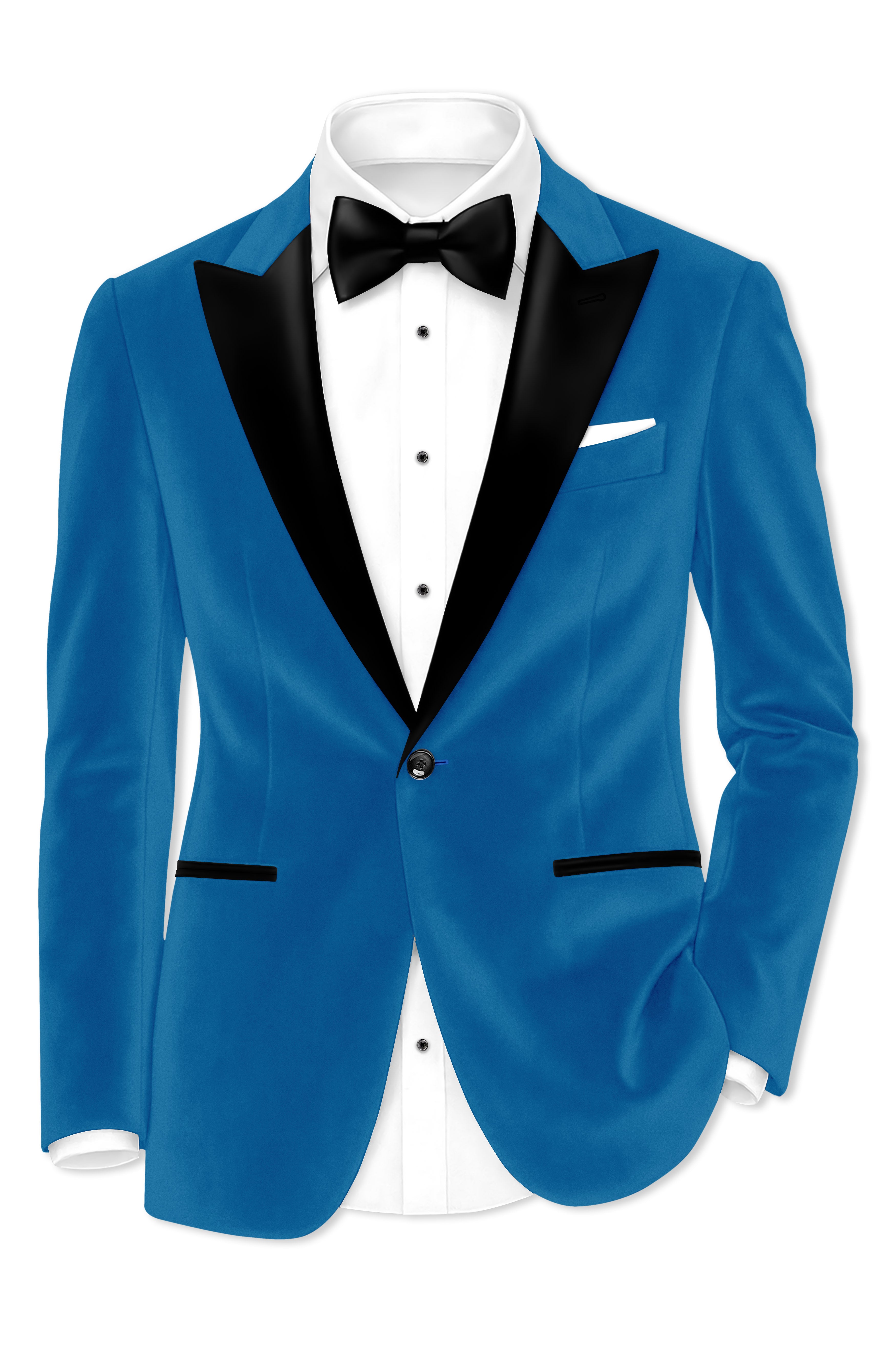 Orvian-Venice Blue Velvet Peak Lapel Tuxedo Suit