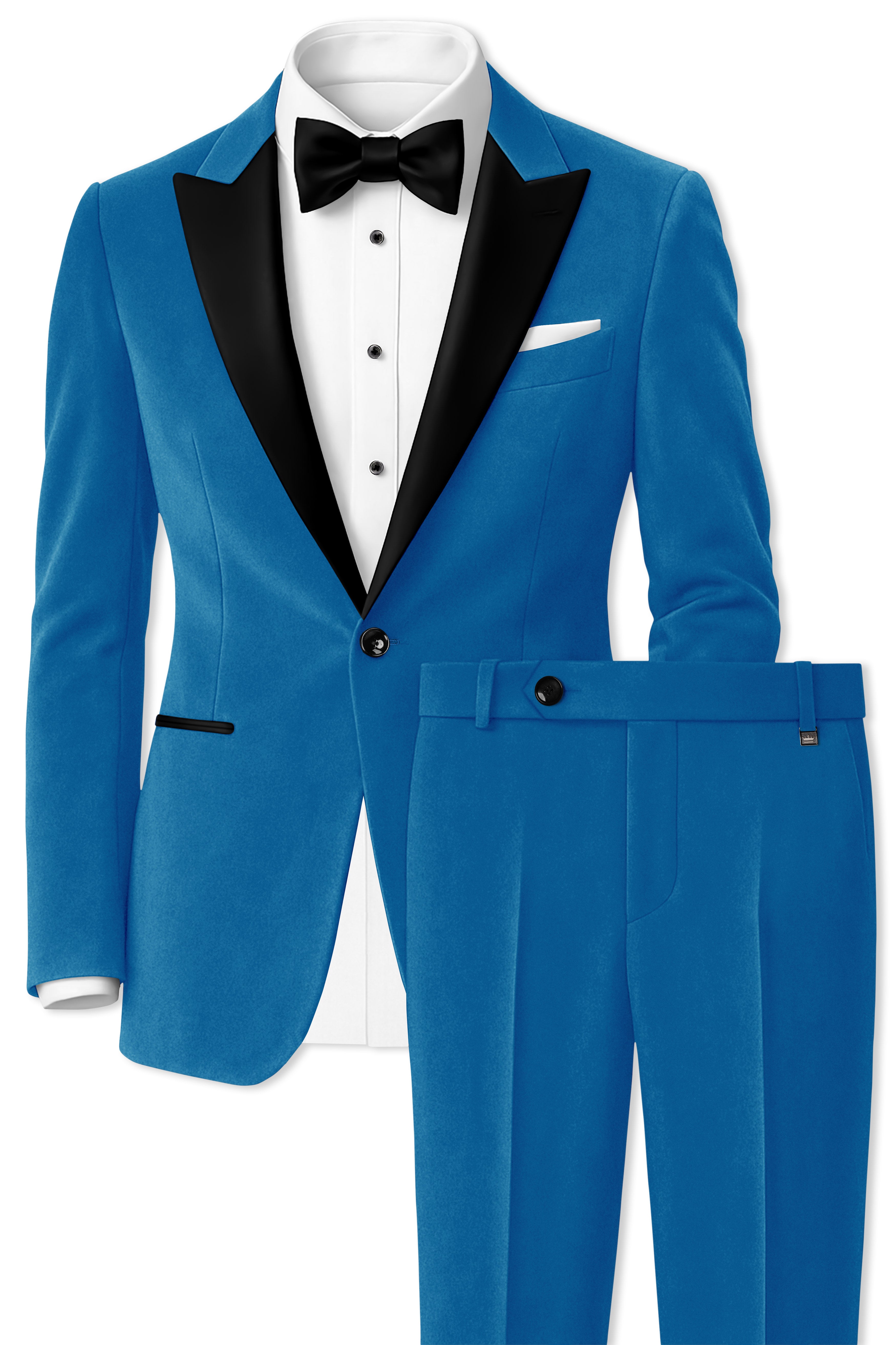 Orvian-Venice Blue Velvet Peak Lapel Tuxedo Suit
