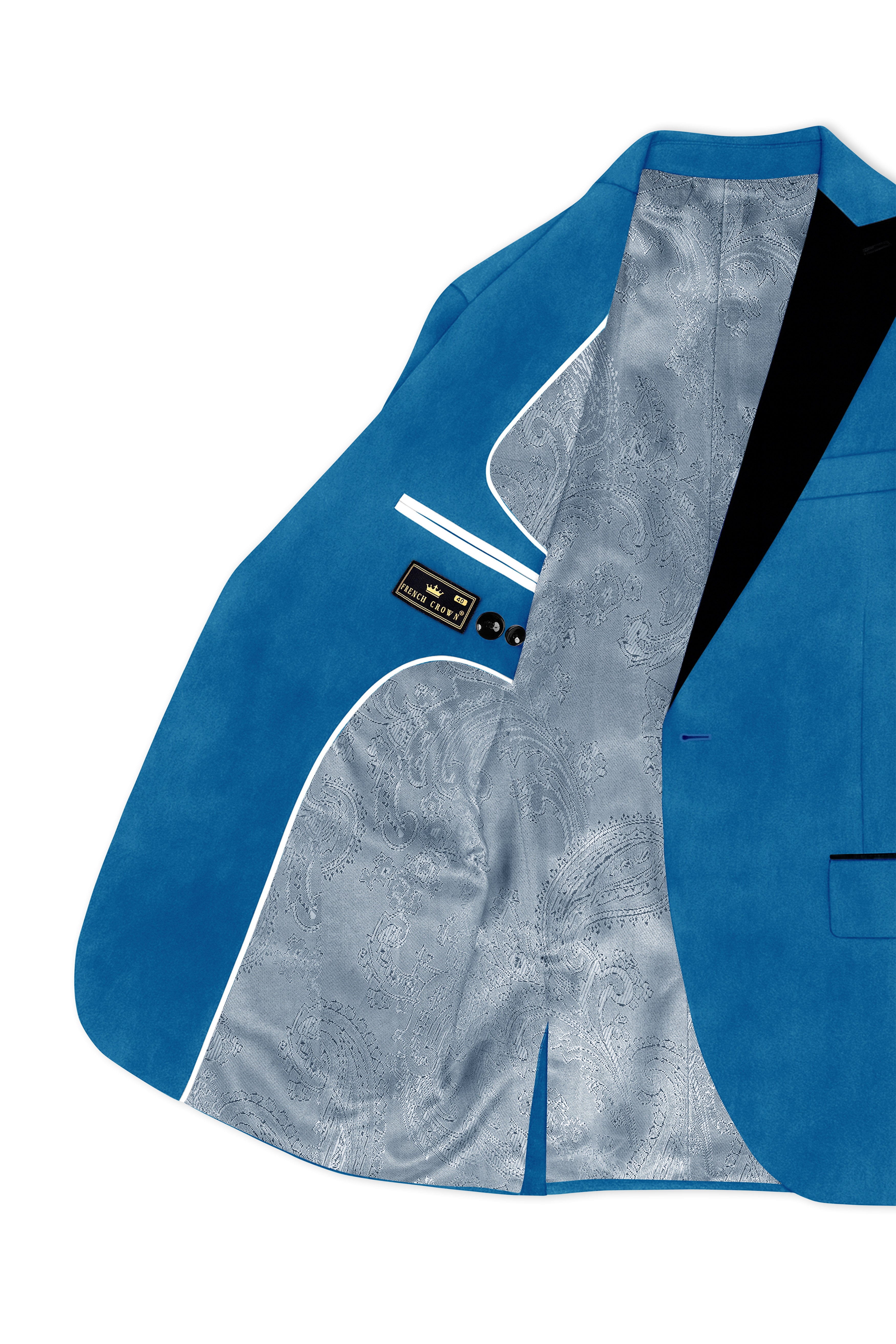 Orvian-Venice Blue Velvet Peak Lapel Tuxedo Suit