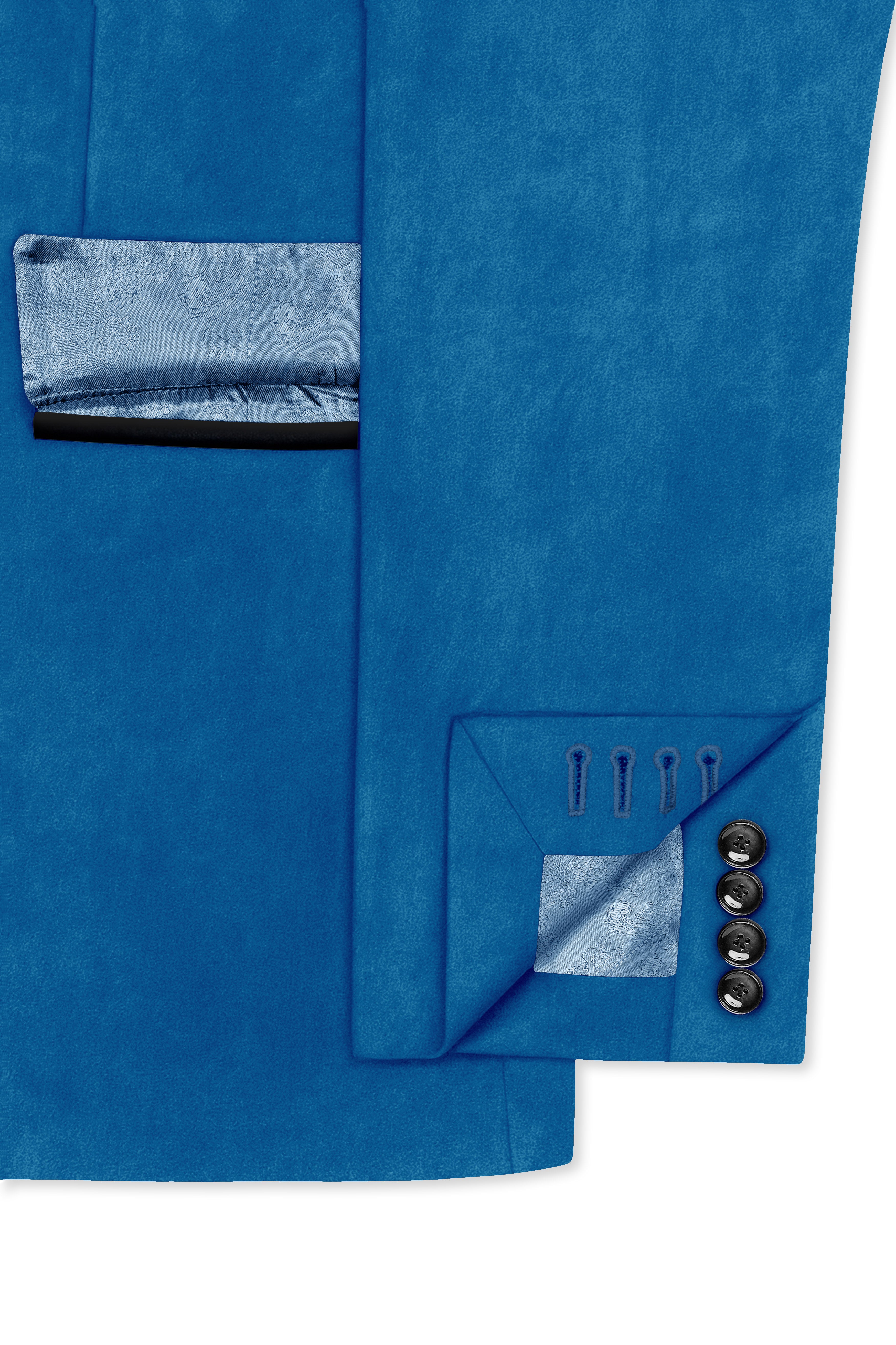 Orvian-Venice Blue Velvet Peak Lapel Tuxedo Suit