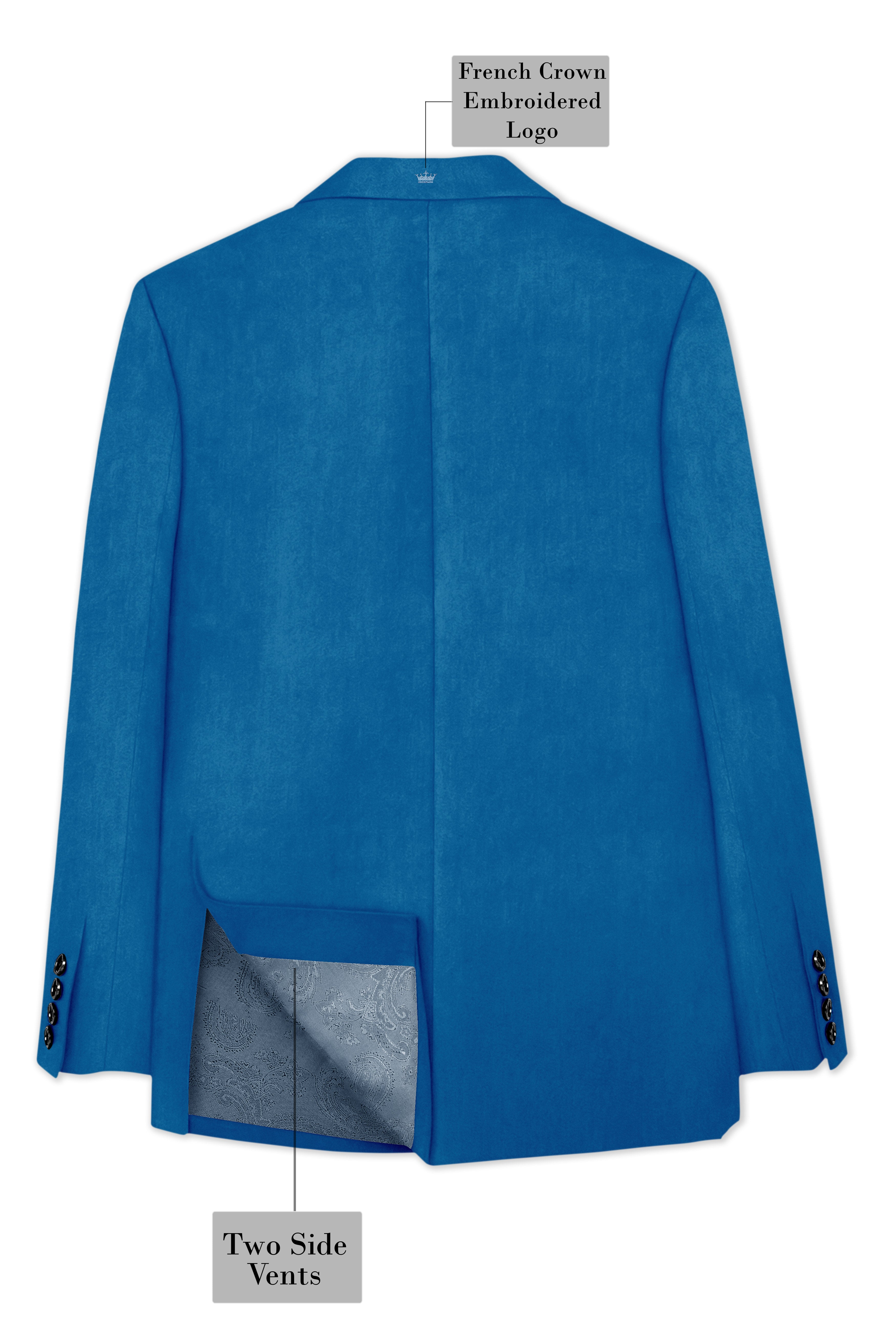Orvian-Venice Blue Velvet Peak Lapel Tuxedo Suit