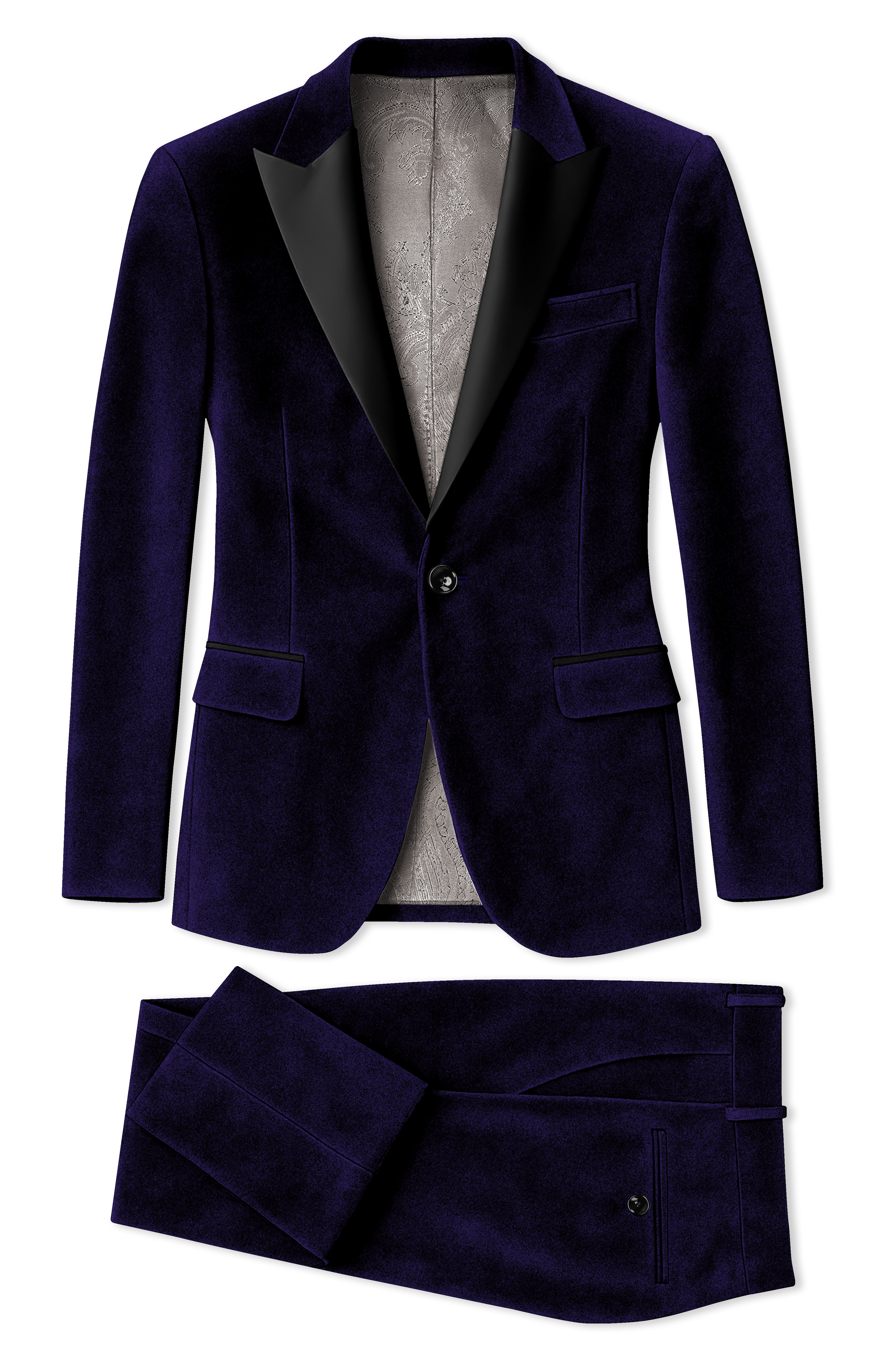 Virelle-Russian Purple Velvet Peak Lapel Tuxedo Suit