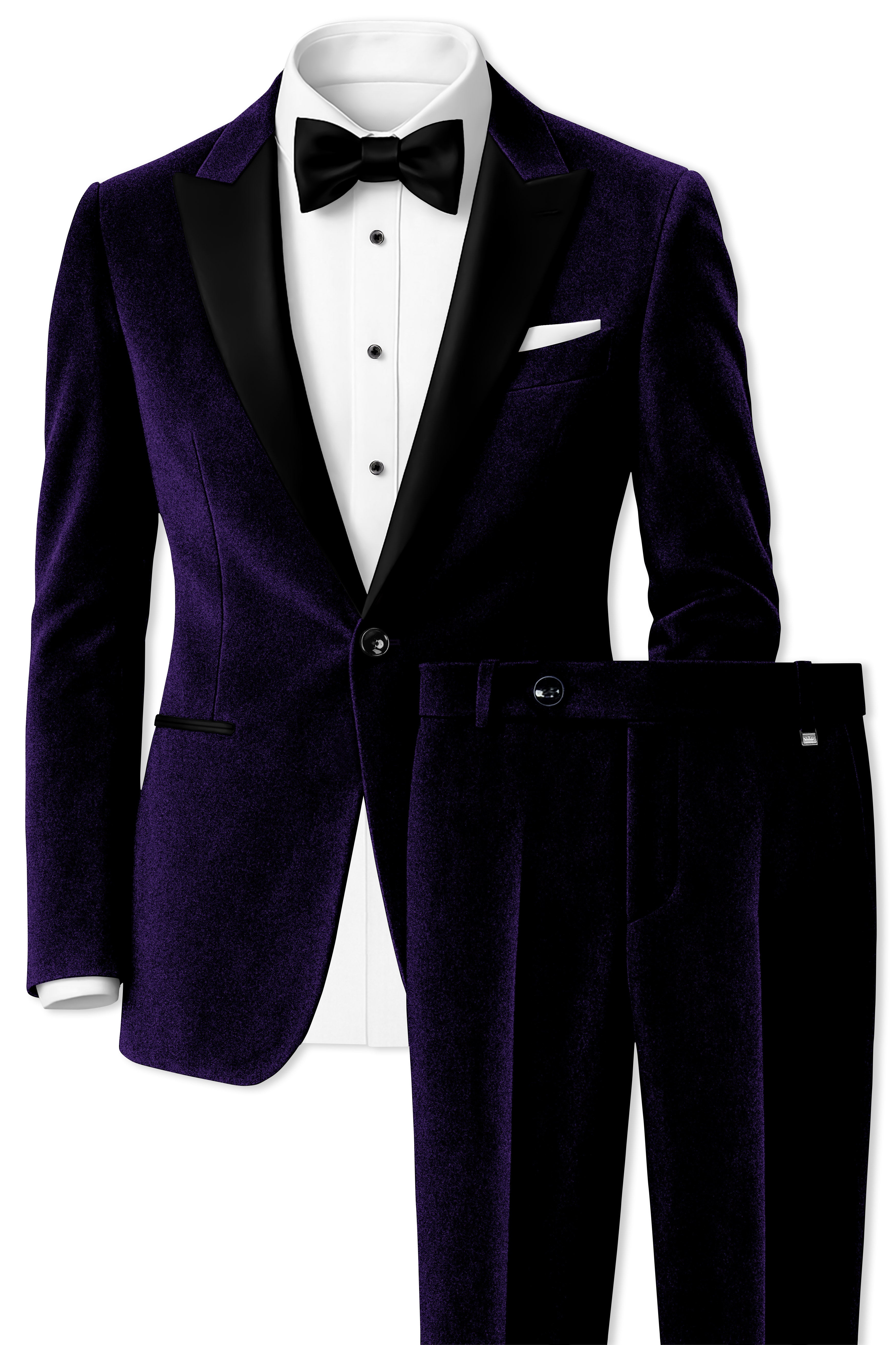 Virelle-Russian Purple Velvet Peak Lapel Tuxedo Suit